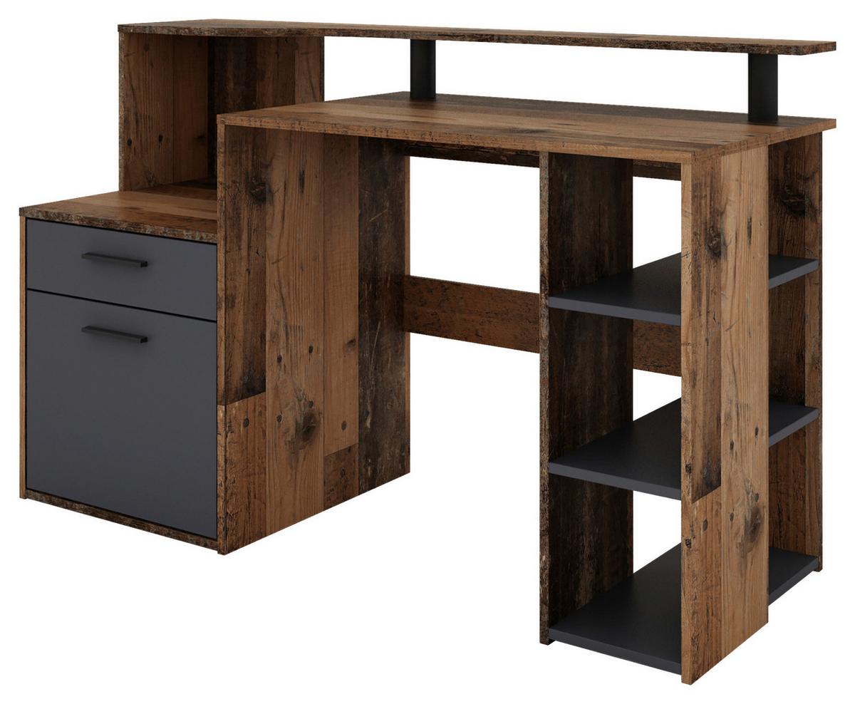 Schreibtisch Louis - Alteiche/Anthrazit, MODERN, Holzwerkstoff (140/55/89cm) - MID.YOU