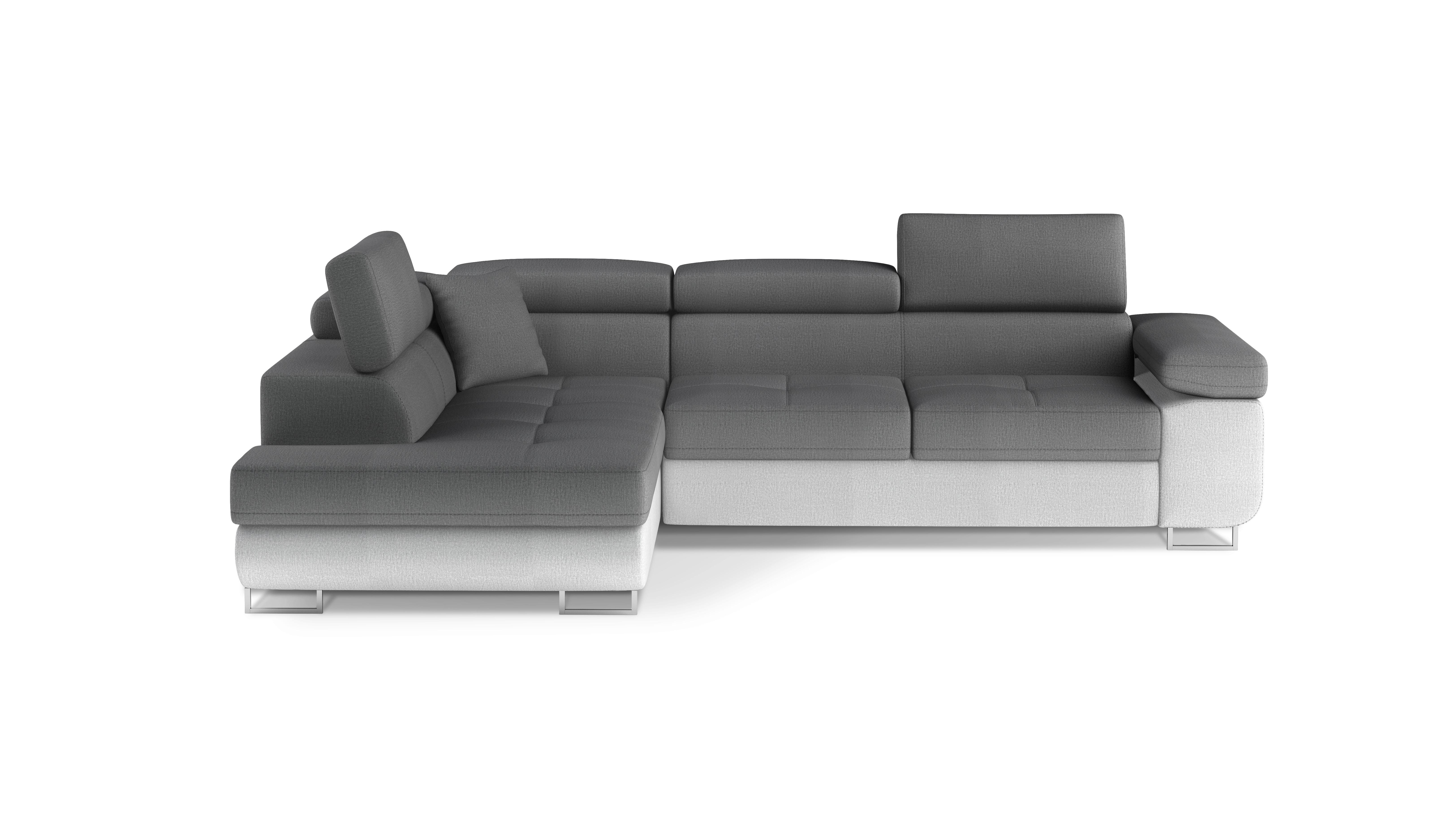 Ecksofa Anton Grau, Hellgrau S:203x272 Cm - Chromfarben/Hellgrau, Design, Textil (203/272cm) - MID.YOU