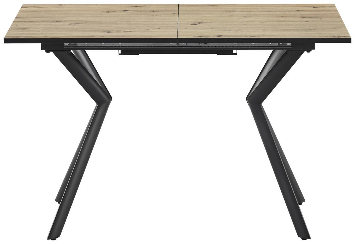 Ausziehtisch Marcel Giga 120AZ Melamin Eiche, B: 120-160cm - Eichefarben/Schwarz, MODERN, Holzwerkstoff/Metall (120-160/80/76cm)