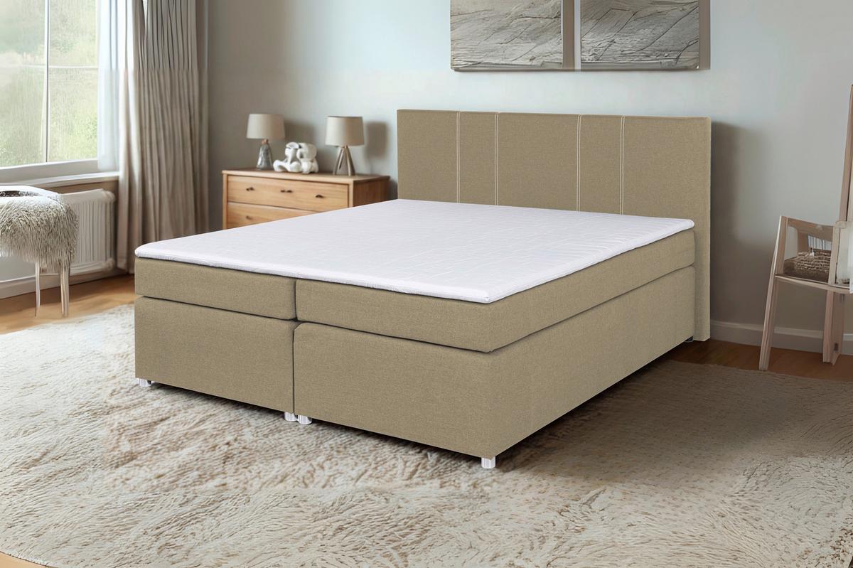 Boxspringbett Malta 200 200x200 Begie - Beige, MODERN, Holzwerkstoff/Textil (200/200cm)