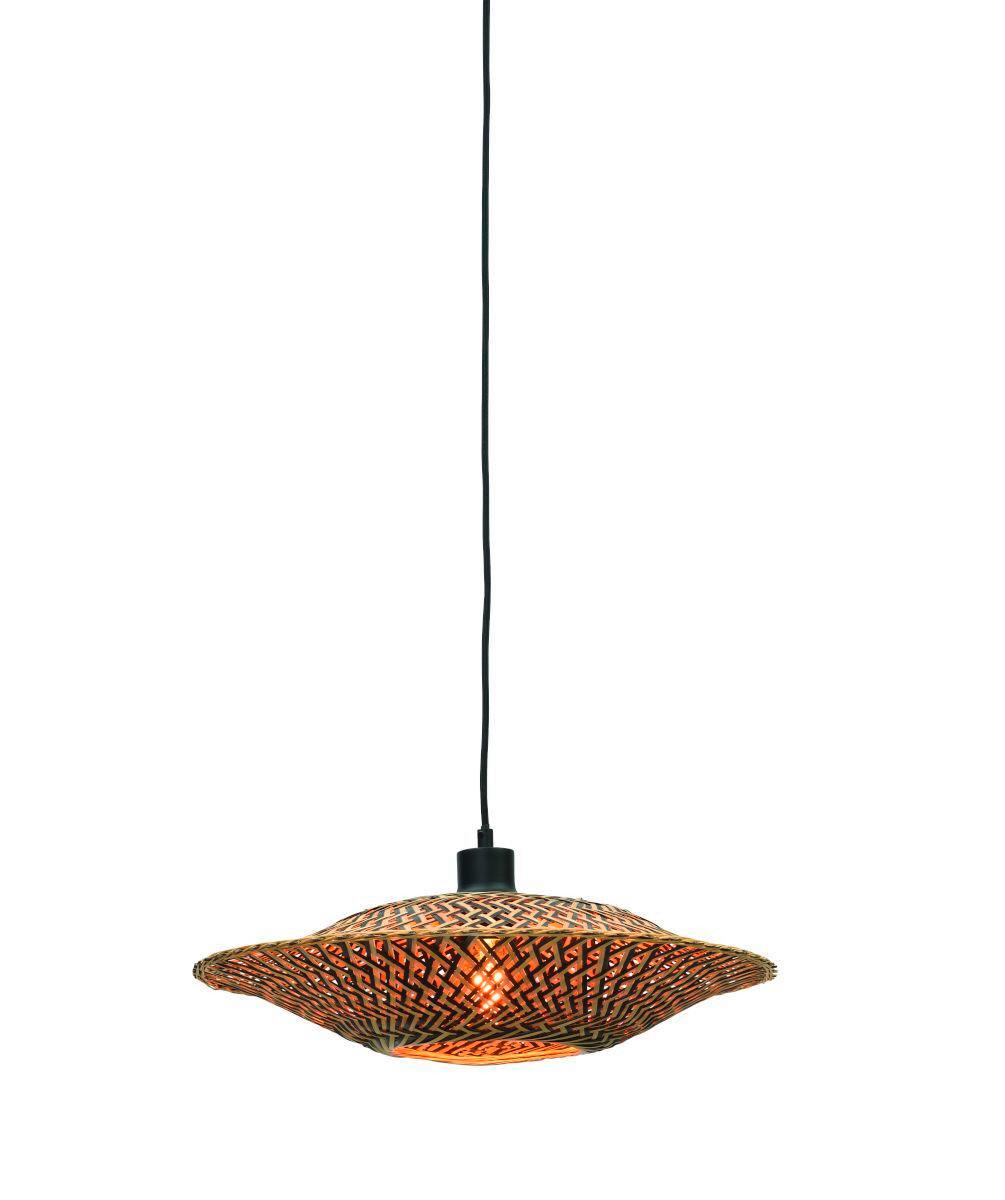 Hängeleuchte Bali H: 12 cm 1-Flammig höhenverstellbar - Hellbraun/Schwarz, Design, Naturmaterialien (44/12cm) - Good & Mojo