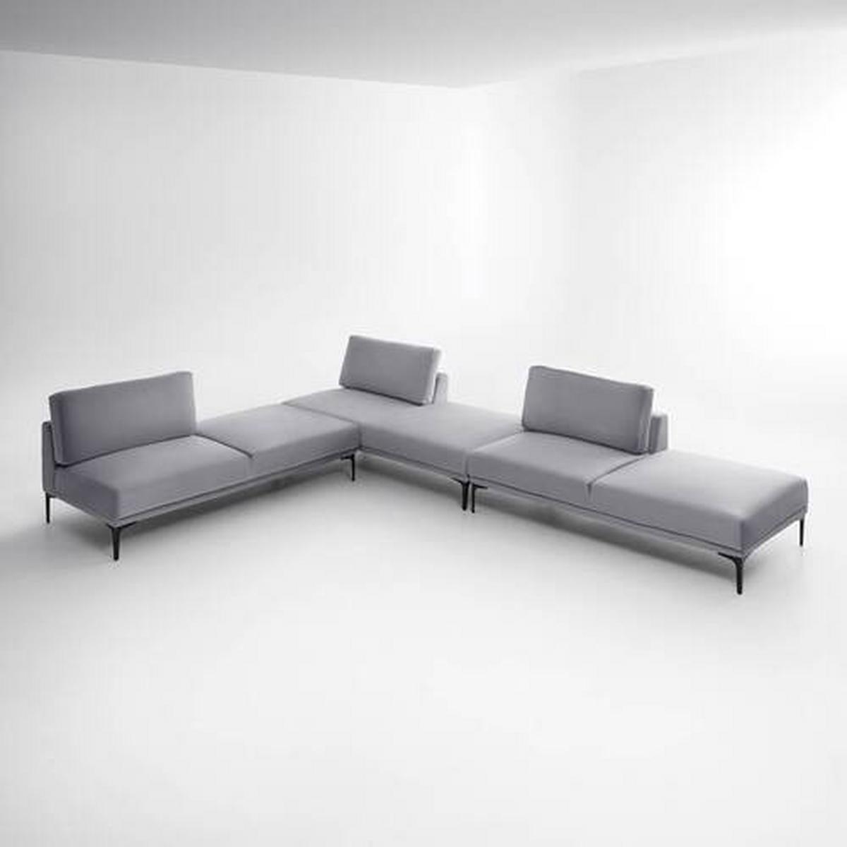 Lenoška TESSA šedá - šedá/černá, Moderní, kov/textil (180,5/82,5/88,5cm) - Bessagi Home