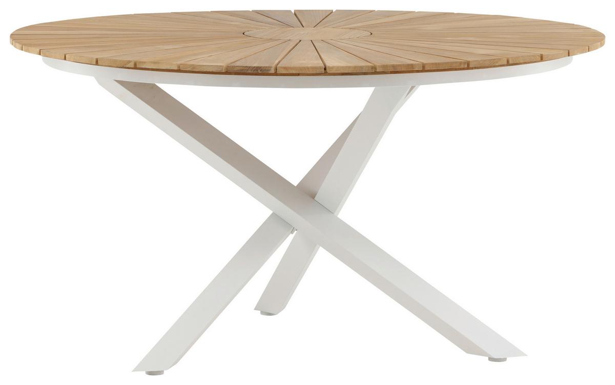 Gartentisch Mexico - Weiß/Teakfarben, KONVENTIONELL, Holz/Metall (140/140/75cm) - Gardenson