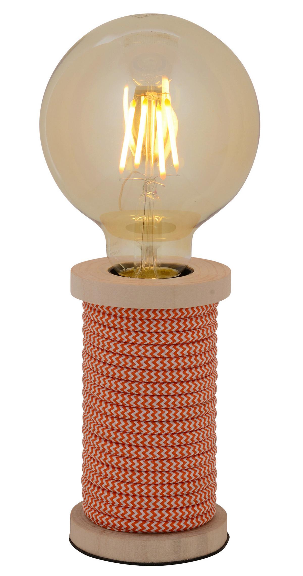 Tischlampe Max Orange/Weiß mit Kippschalter - Naturfarben/Orange, Design, Holz/Textil (7/12cm) - Näve