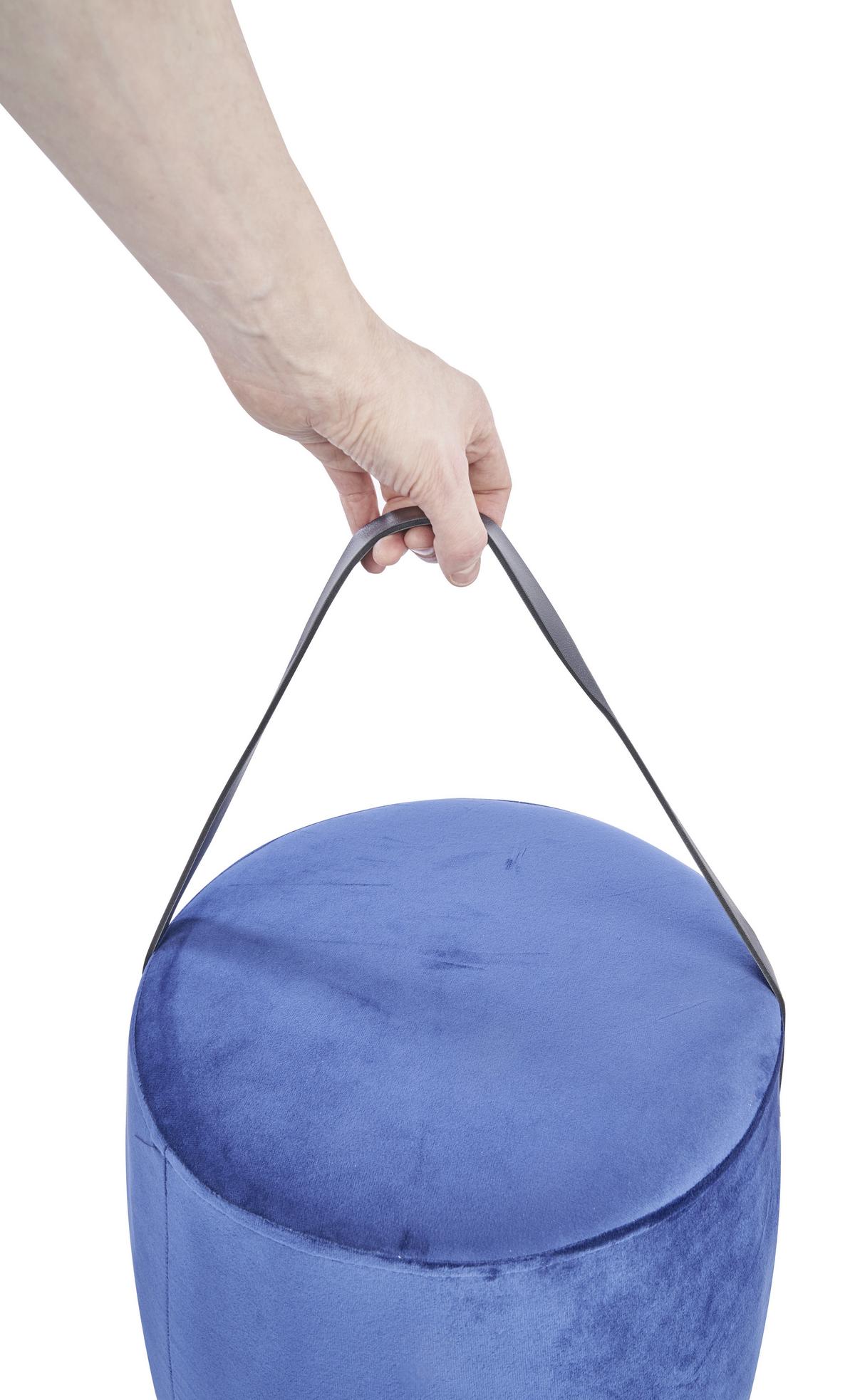 Hocker Textil Dunkelblau Sitz Gepolstert H: 40 cm Rund - Dunkelblau, Basics, Textil (38/40cm)