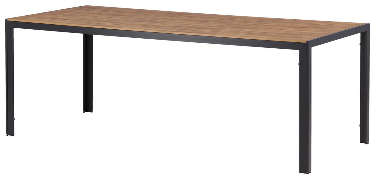 Gartentisch Break - Schwarz/Naturfarben, KONVENTIONELL, Holz/Metall (205/90/74cm) - Gardenson