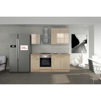 Küchenzeile Nepal mit Geräten 210 cm Kaschmir/Eiche Dekor - Kaschmir/Sonoma Eiche, MODERN, Holzwerkstoff (210cm) - FlexWell