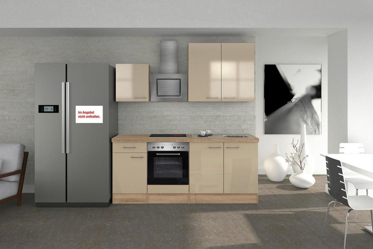 Küchenzeile Nepal mit Geräten 210 cm Kaschmir/Eiche Dekor - Kaschmir/Sonoma Eiche, MODERN, Holzwerkstoff (210cm) - FlexWell
