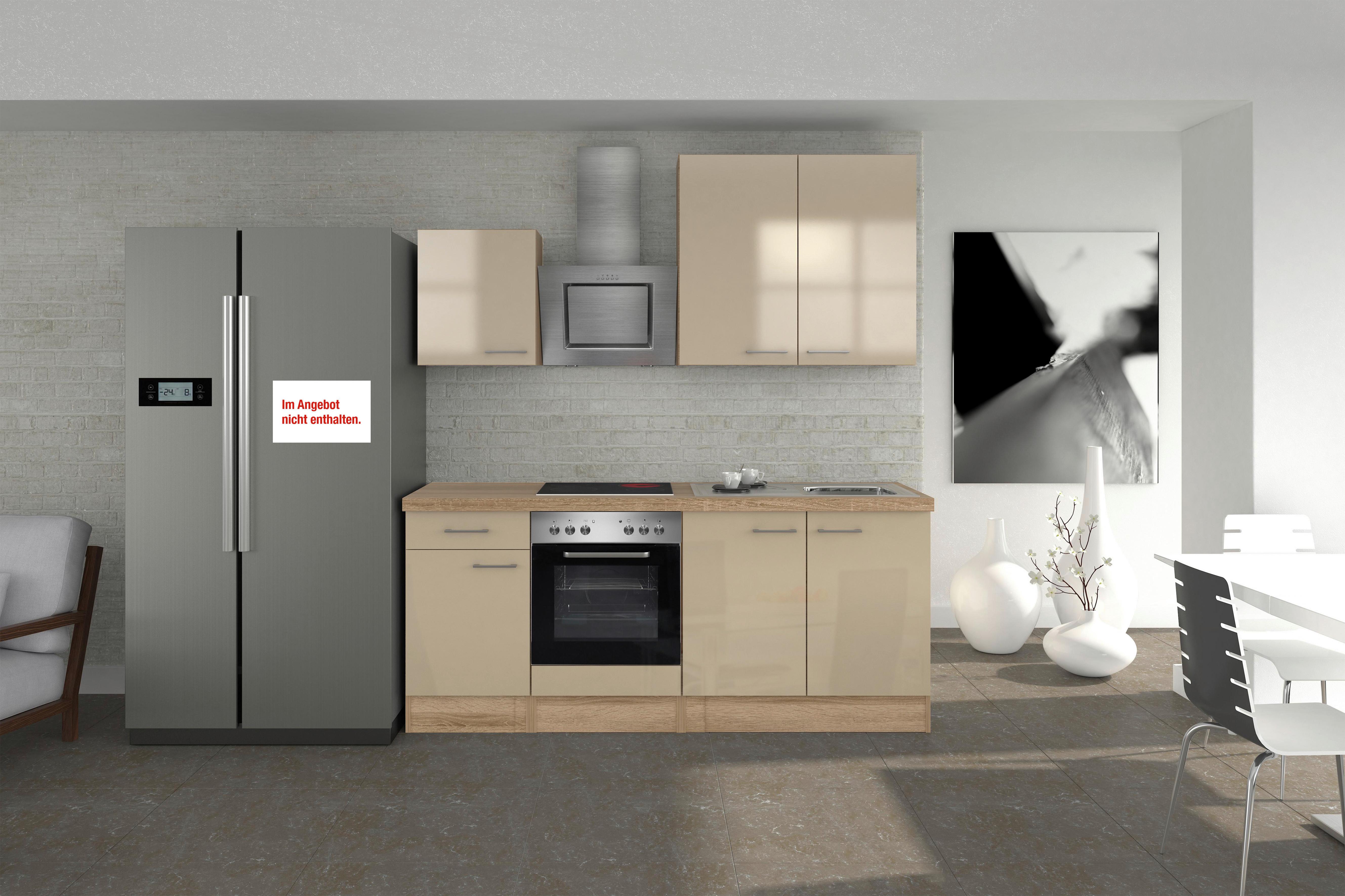 Küchenzeile Nepal mit Geräten 210 cm Kaschmir/Eiche Dekor
