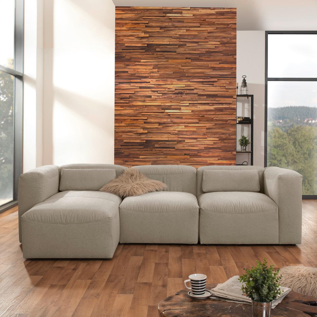 Ecksofa Lena Creme Flachgewebe - Creme, Design, Textil (275/73/160cm) - Max Winzer