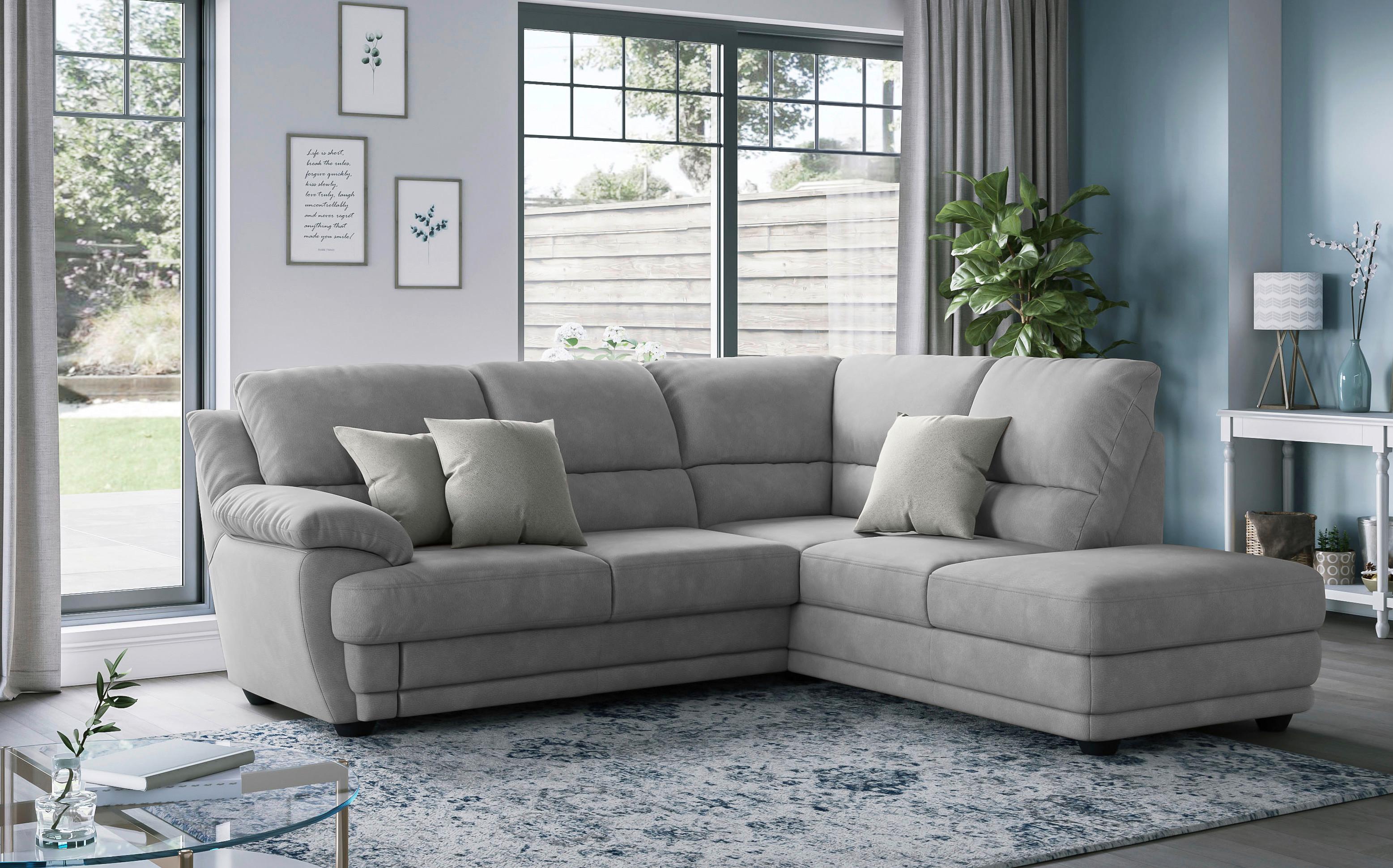 Ecksofa Nebolo Hellgrau - Hellgrau, Design, Textil (245/225cm) - Livetastic
