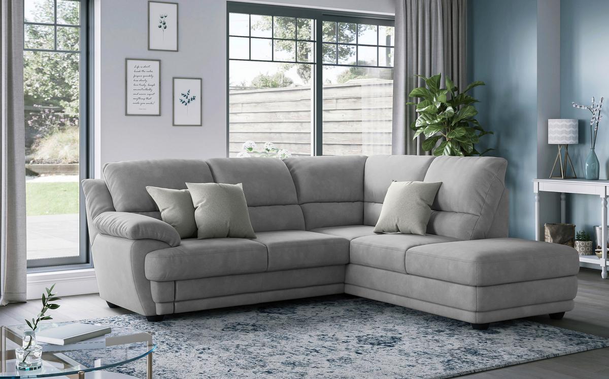 Ecksofa Nebolo Hellgrau - Hellgrau, Design, Textil (245/225cm) - Livetastic