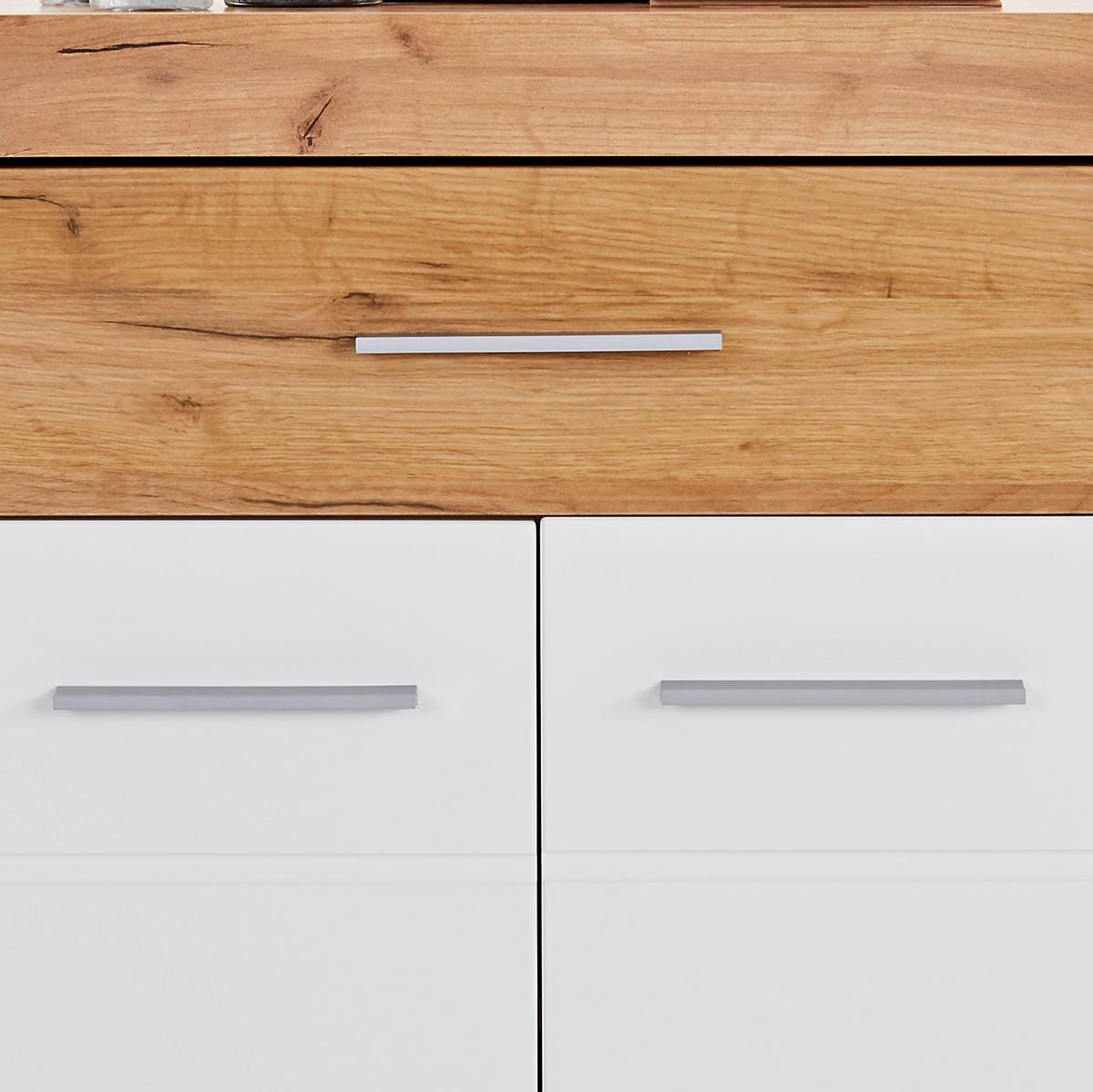 Komód Malta 97/86 Cm - tölgyfa színű/fehér, Modern, faalapú anyag (96,4/86/39,9cm)