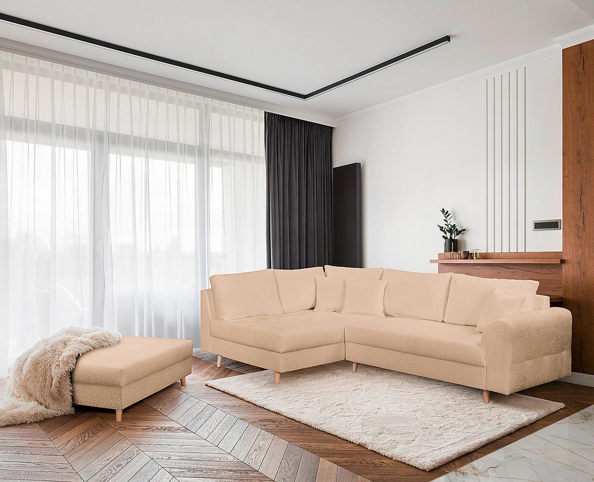 Ecksofa Ariella Beige S: 161x231 cm - Beige/Naturfarben, Design, Textil (161/231cm) - Livetastic