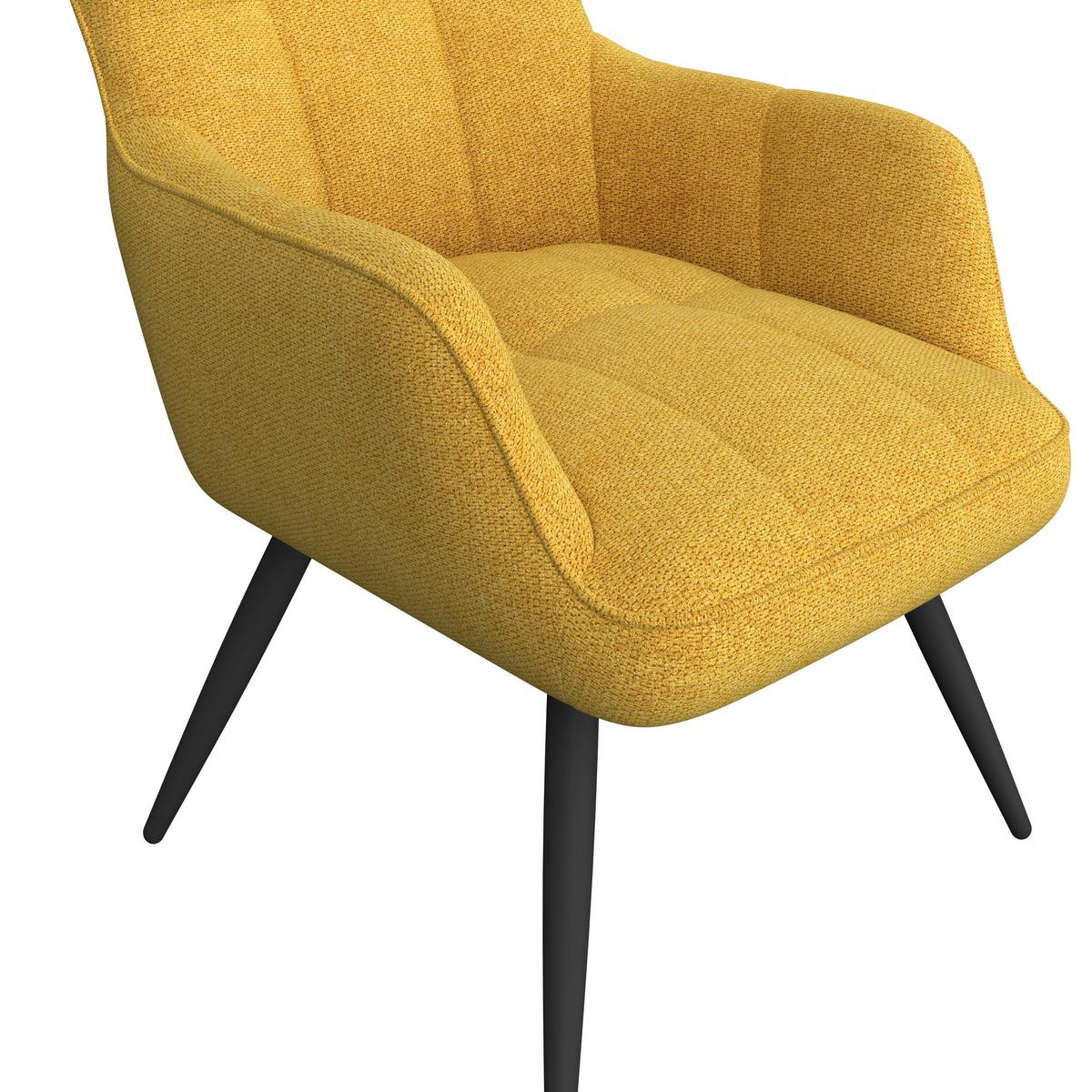 Ohrensessel Hanoi Webstoff gelb, B: 71 cm - Gelb/Schwarz, MODERN, Textil/Metall (71/98/83cm)