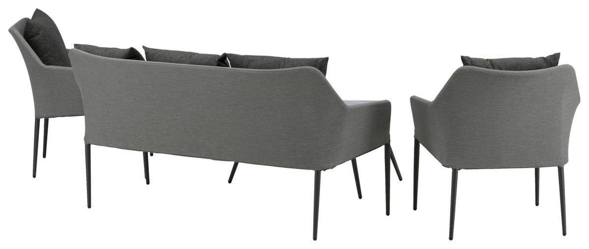 Loungegarnitur Spoga - Schwarz/Grau, KONVENTIONELL, Textil/Metall - Gardenson