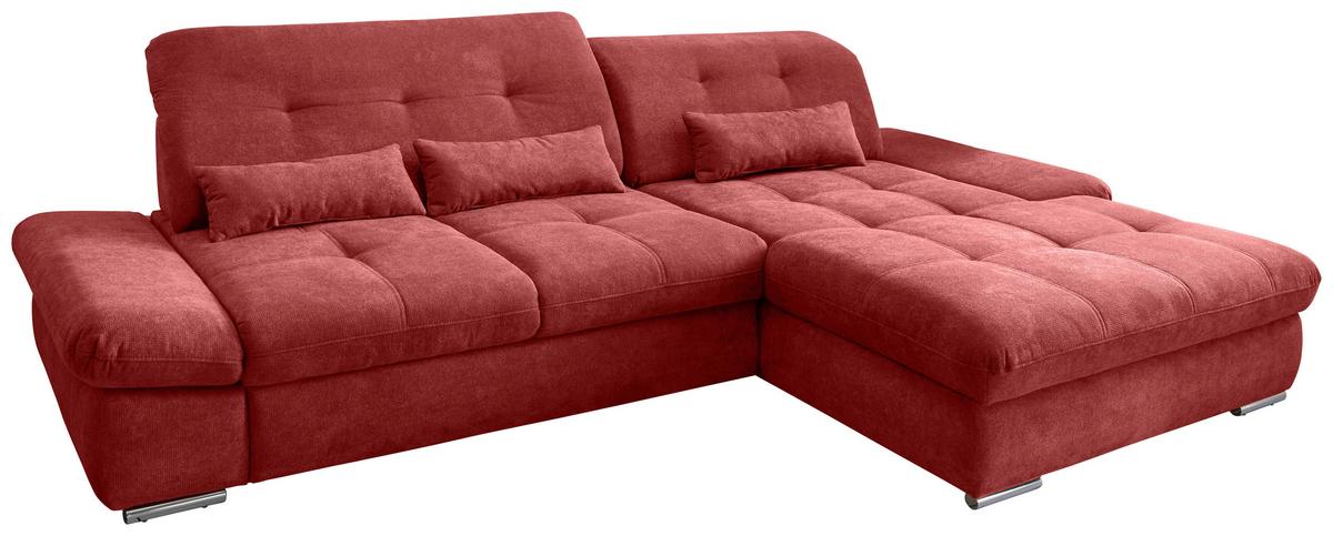 Ecksofa Dalida Rot S: 300x196 cm - Chromfarben/Rot, MODERN, Textil (300/196cm) - Livetastic
