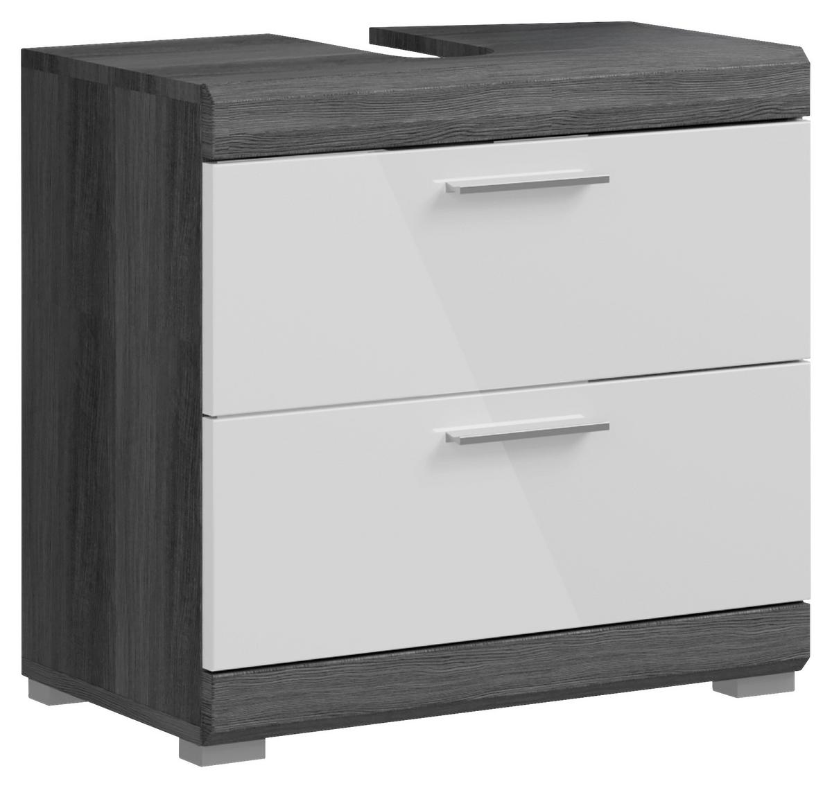 Waschbeckenunterschrank Scout - Weiß Hochglanz/Anthrazit, MODERN, Holzwerkstoff (60/56/34cm) - MID.YOU