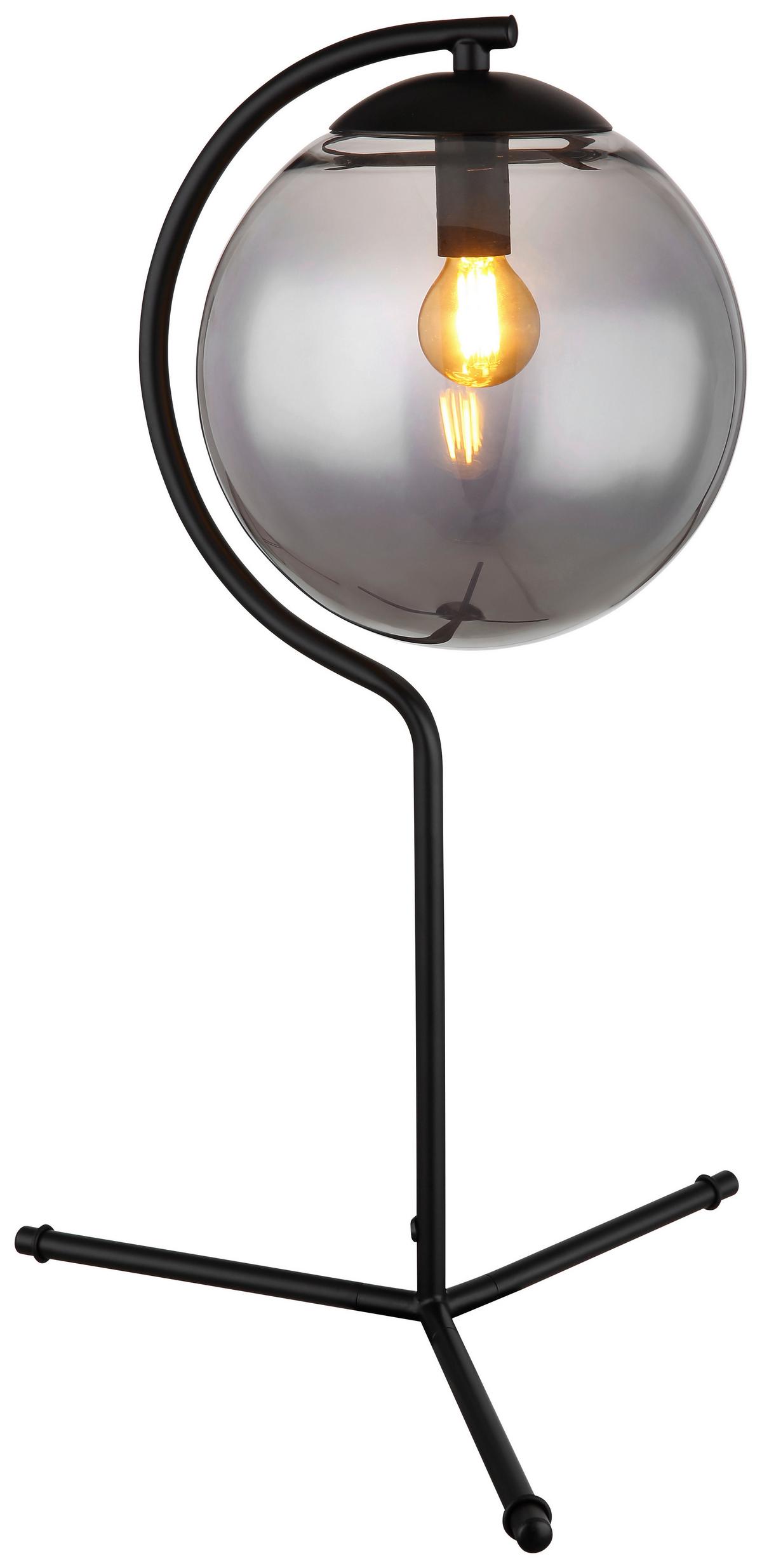 Tischlampe Porry Schwarz Mit Wippschalter - Schwarz, Basics, Glas/Metall (35/50cm) - Globo