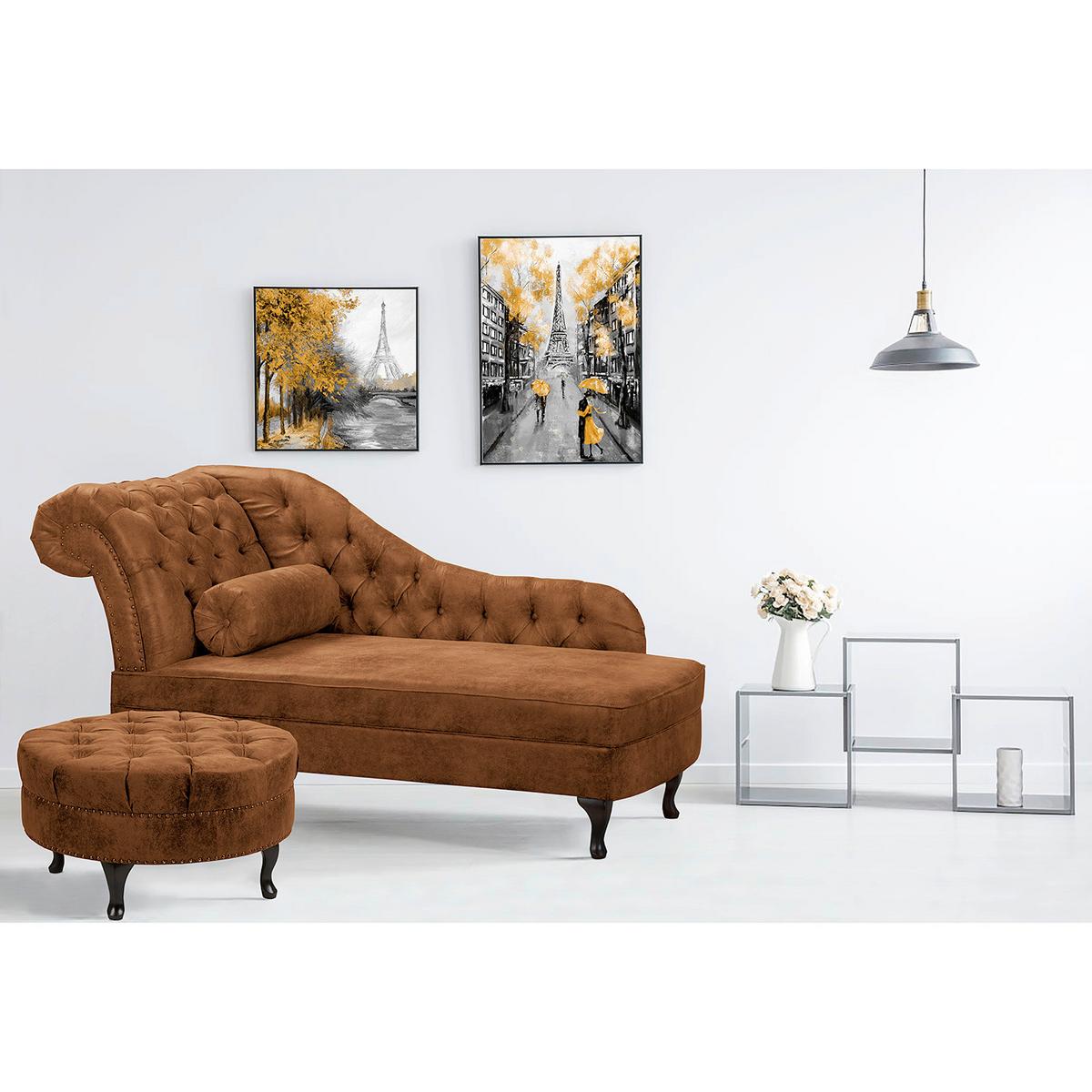 Récamiere Pako Cognac B: 185cm - Cognac/Braun, Design, Textil (185/93/75cm) - Livetastic