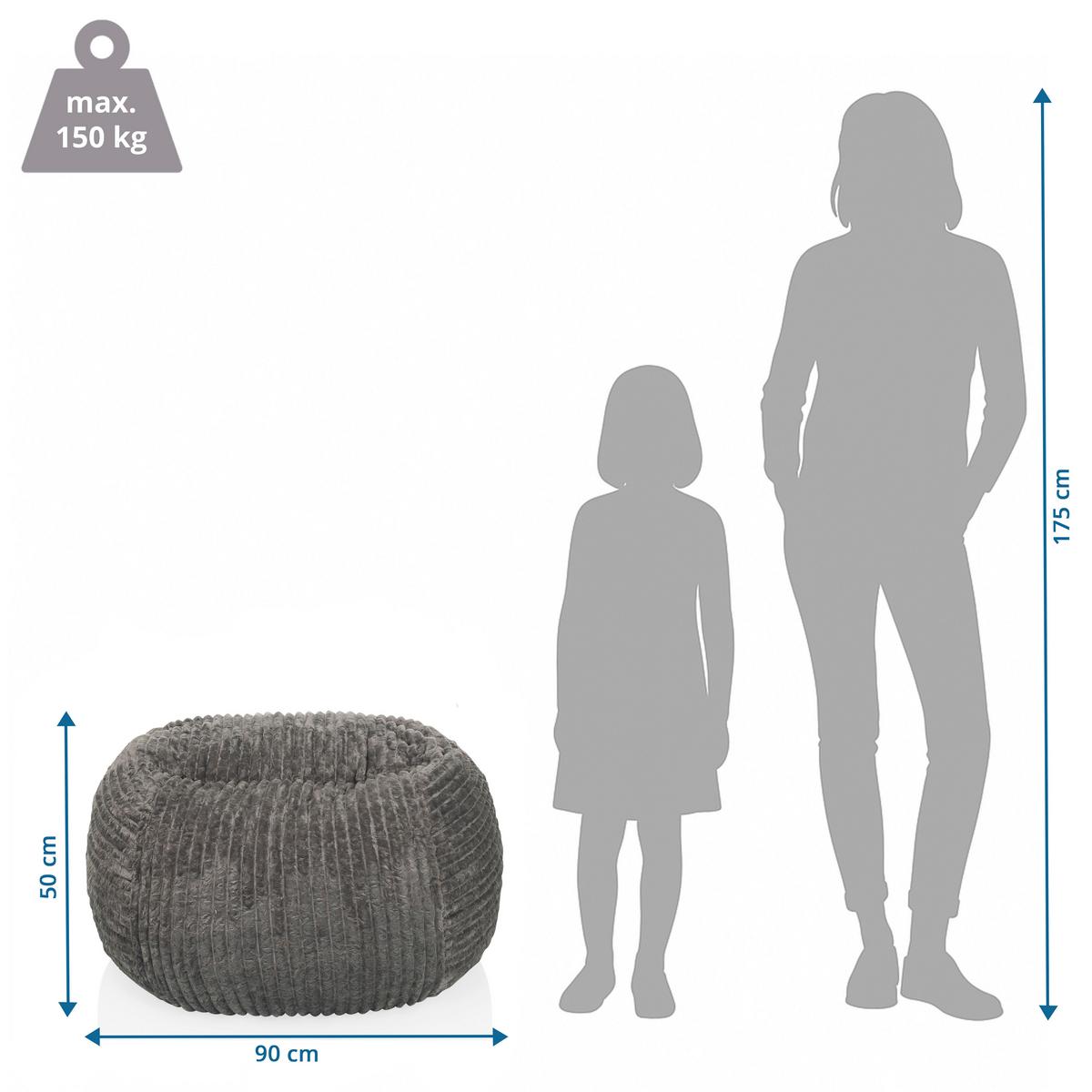 SITZSACK Sitzolo Grau B: 90cm - Grau, MODERN, Textil (90/50/57cm) - MID.YOU