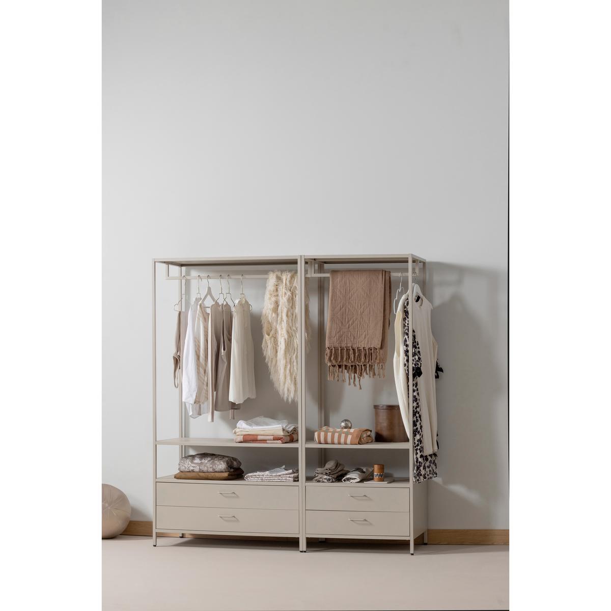 OFFENER KLEIDERSCHRANK Ferris Sandfarben B: 100cm - Sandfarben, Basics, Metall (100/185/54cm) - MID.YOU