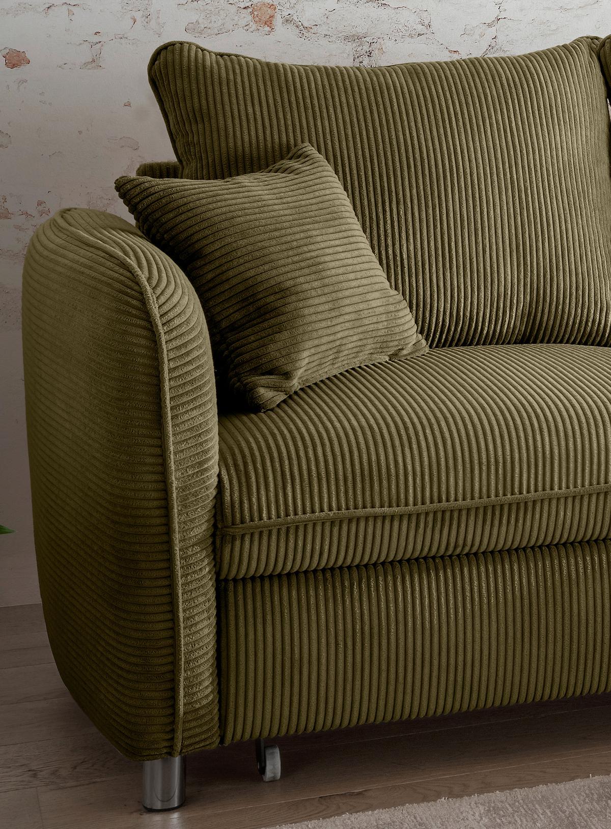 Eckschlafsofa Lauritio Olivgrün S: 254x160 cm - Chromfarben/Olivgrün, MODERN, Textil (254/160cm) - Livetastic