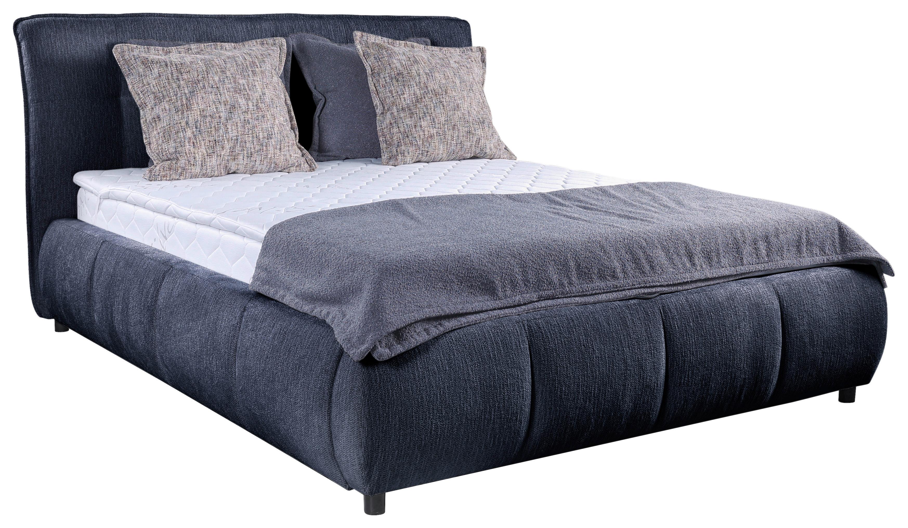 Polsterbett Limo Dunkelblau 160x200 Cm - Schwarz/Dunkelblau, KONVENTIONELL, Holz/Holzwerkstoff (160/200cm) - James Wood
