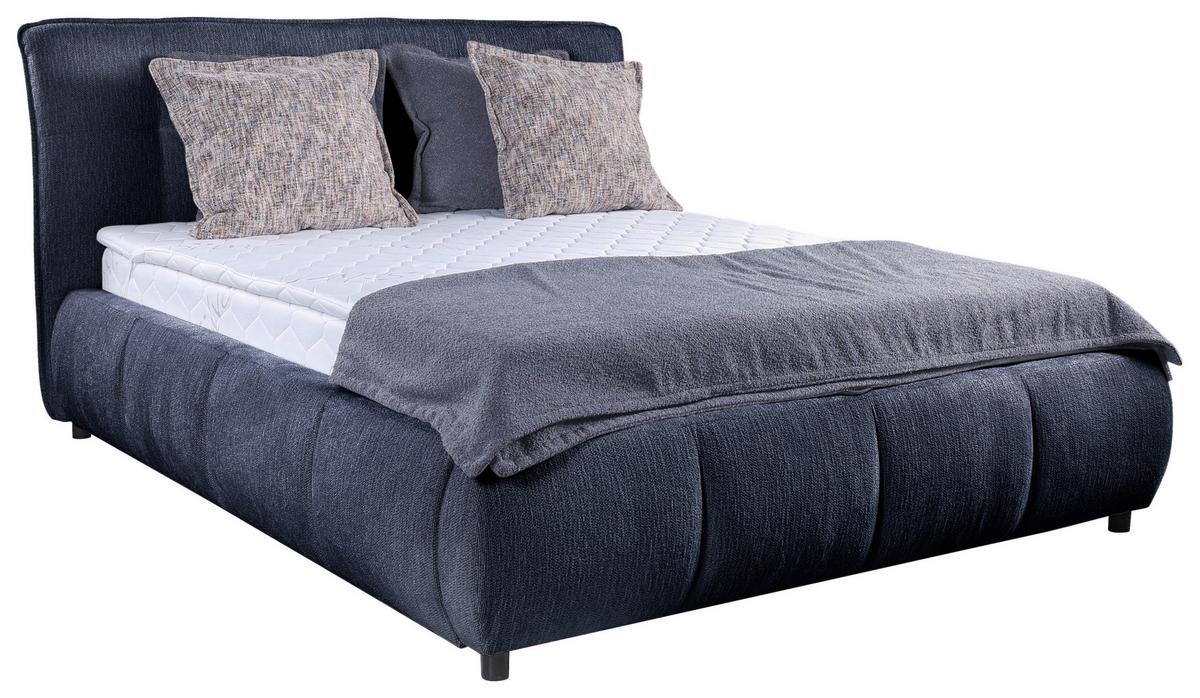 Polsterbett Limo Dunkelblau 160x200 Cm - Schwarz/Dunkelblau, KONVENTIONELL, Holz/Holzwerkstoff (160/200cm) - James Wood