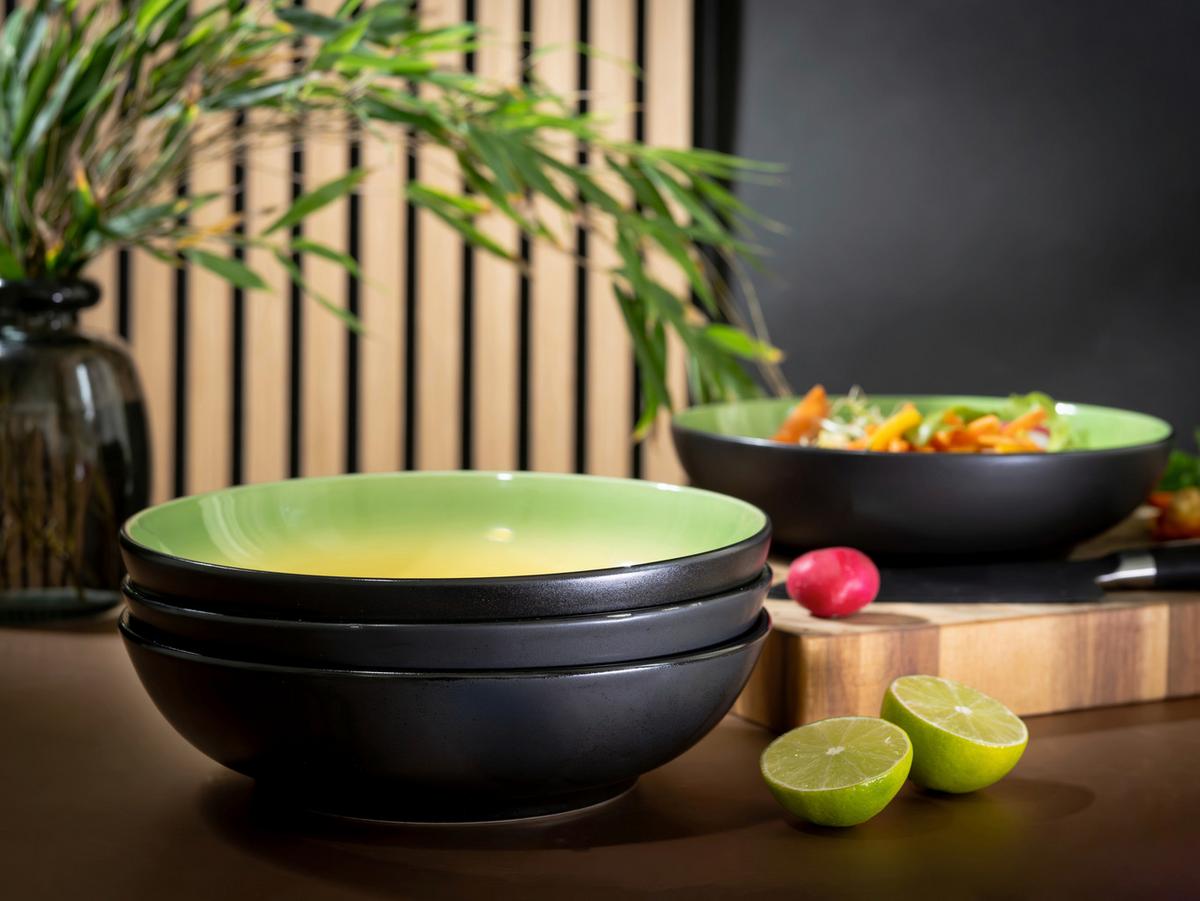 SCHÜSSELSET 24932 HOT GREEN POKE BOWL - Hellgelb/Schwarz, Basics, Keramik (22,5/6cm) - Creatable
