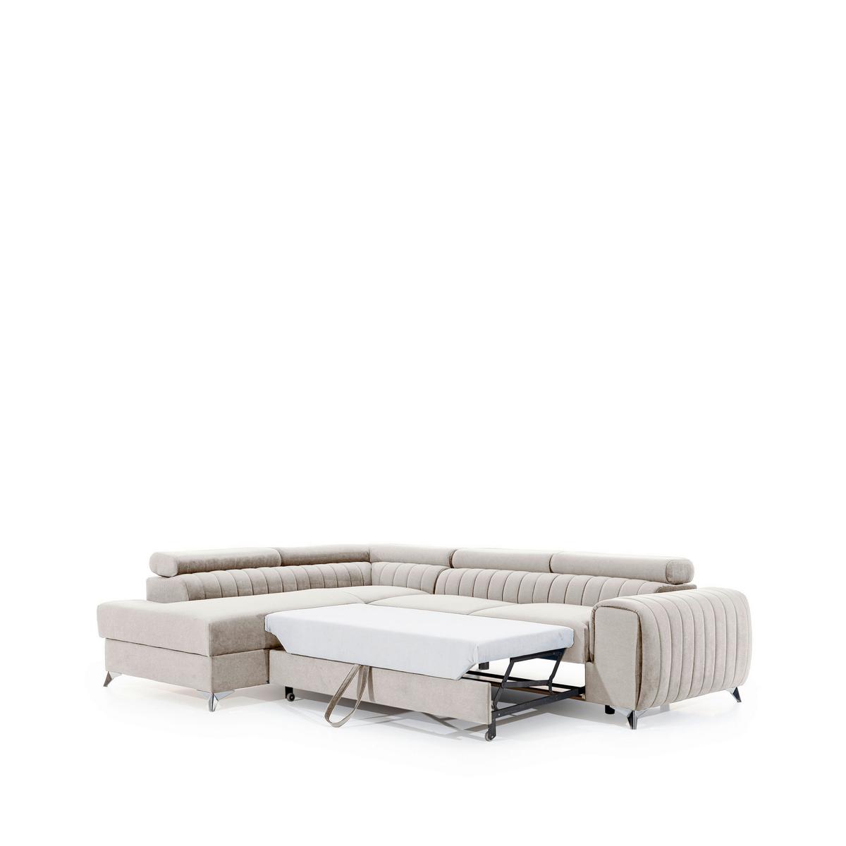 Ecksofa Laurence Beige S: 205x278 Cm - Beige/Silberfarben, Design, Textil (205/278cm) - P & B