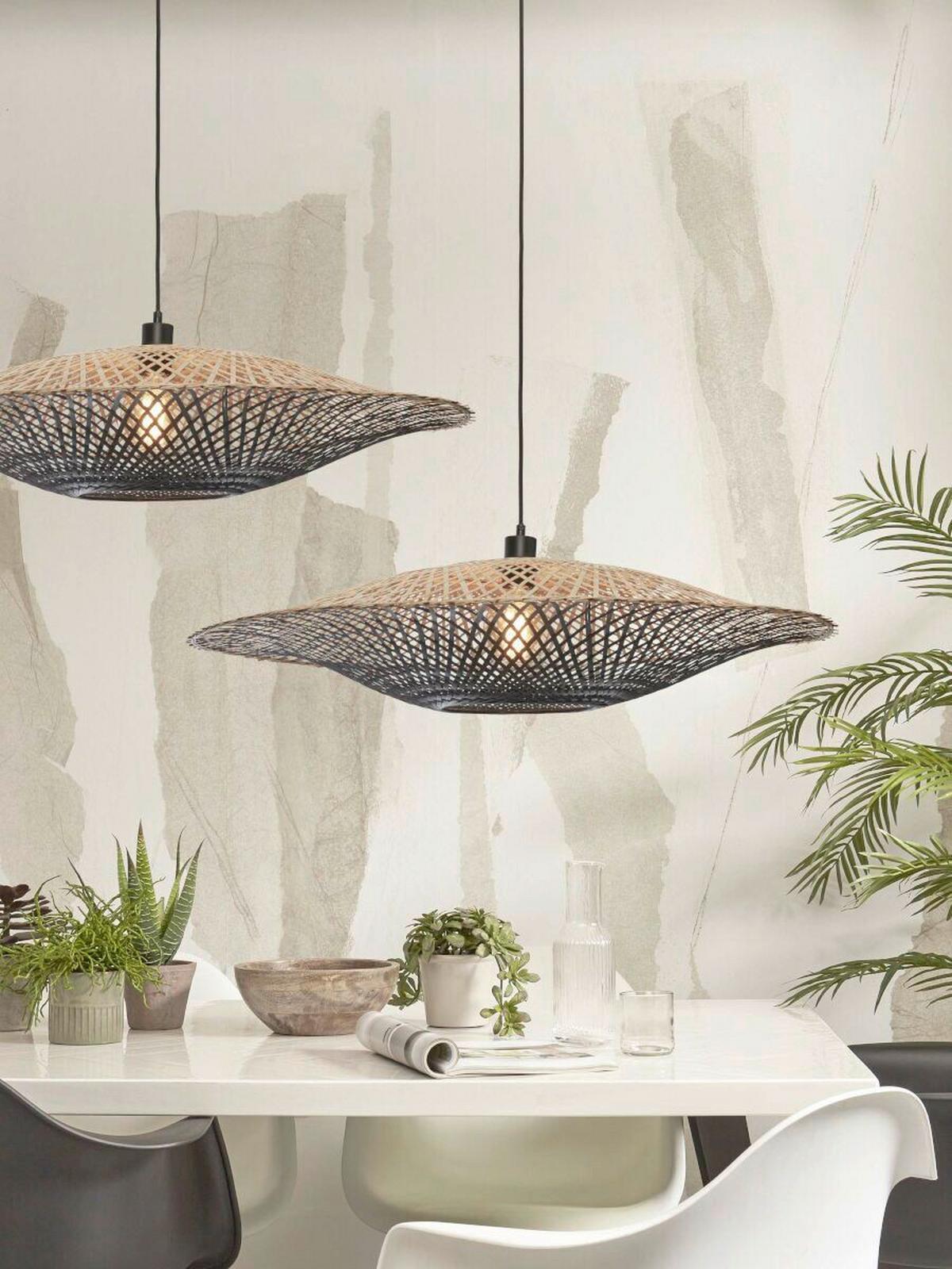 Hängeleuchte Kalimantan Naturfarben/Schwarz B: 87 cm - Schwarz/Naturfarben, Trend (87/87/20cm) - Good & Mojo