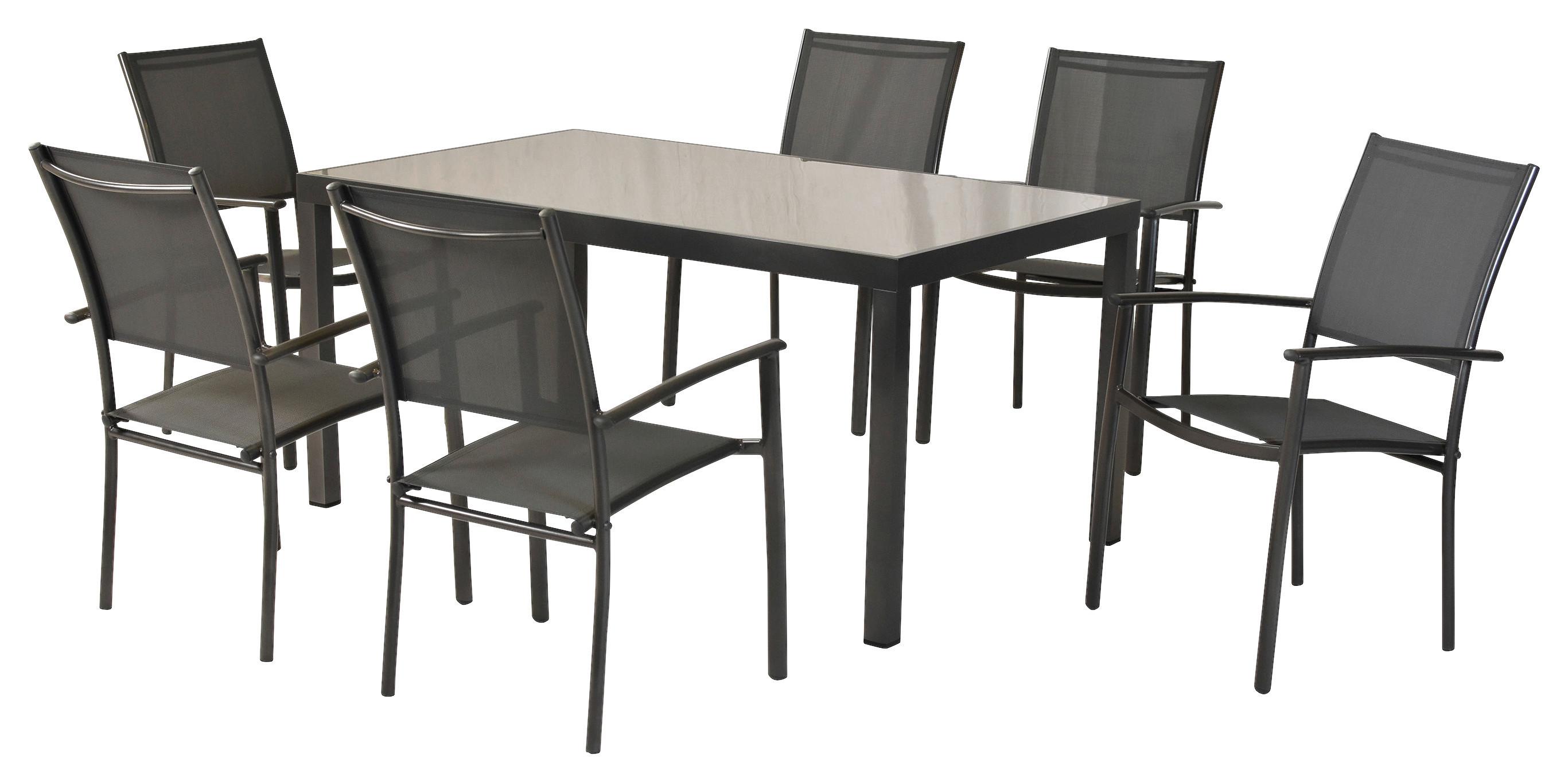 Gartenset Milano - Graphitfarben/Grau, MODERN, Textil/Metall - Gardenson
