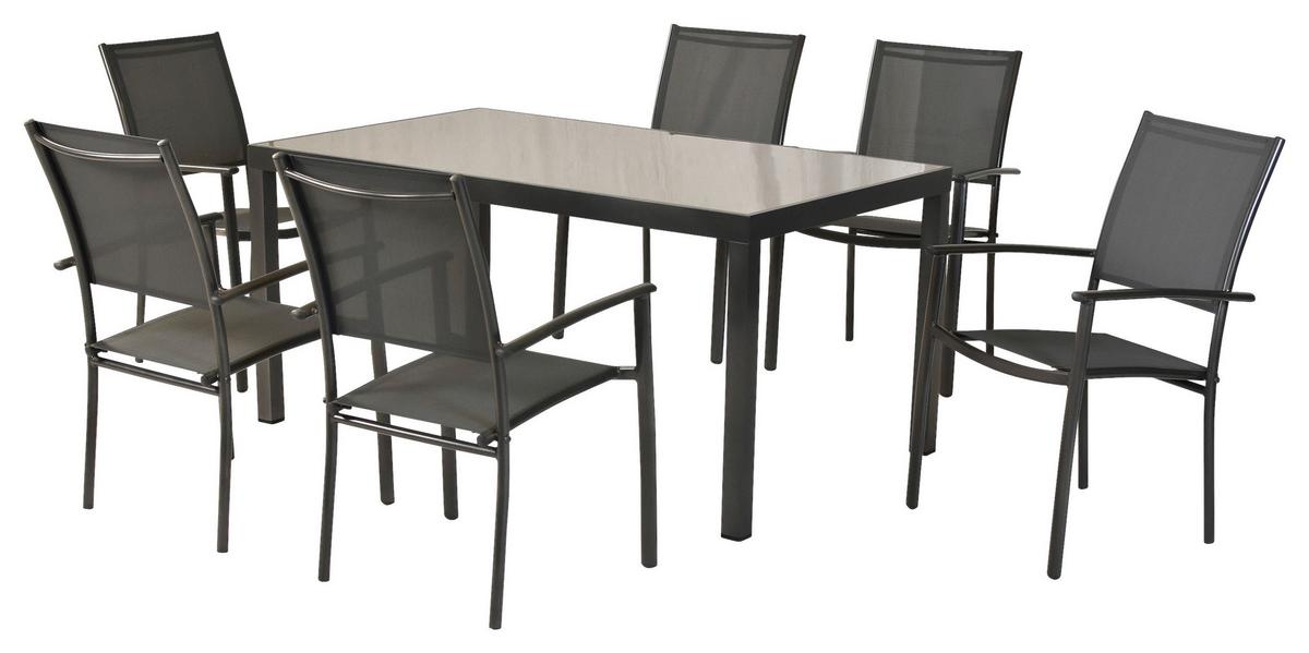 Gartenset Milano - Graphitfarben/Grau, MODERN, Textil/Metall - Gardenson