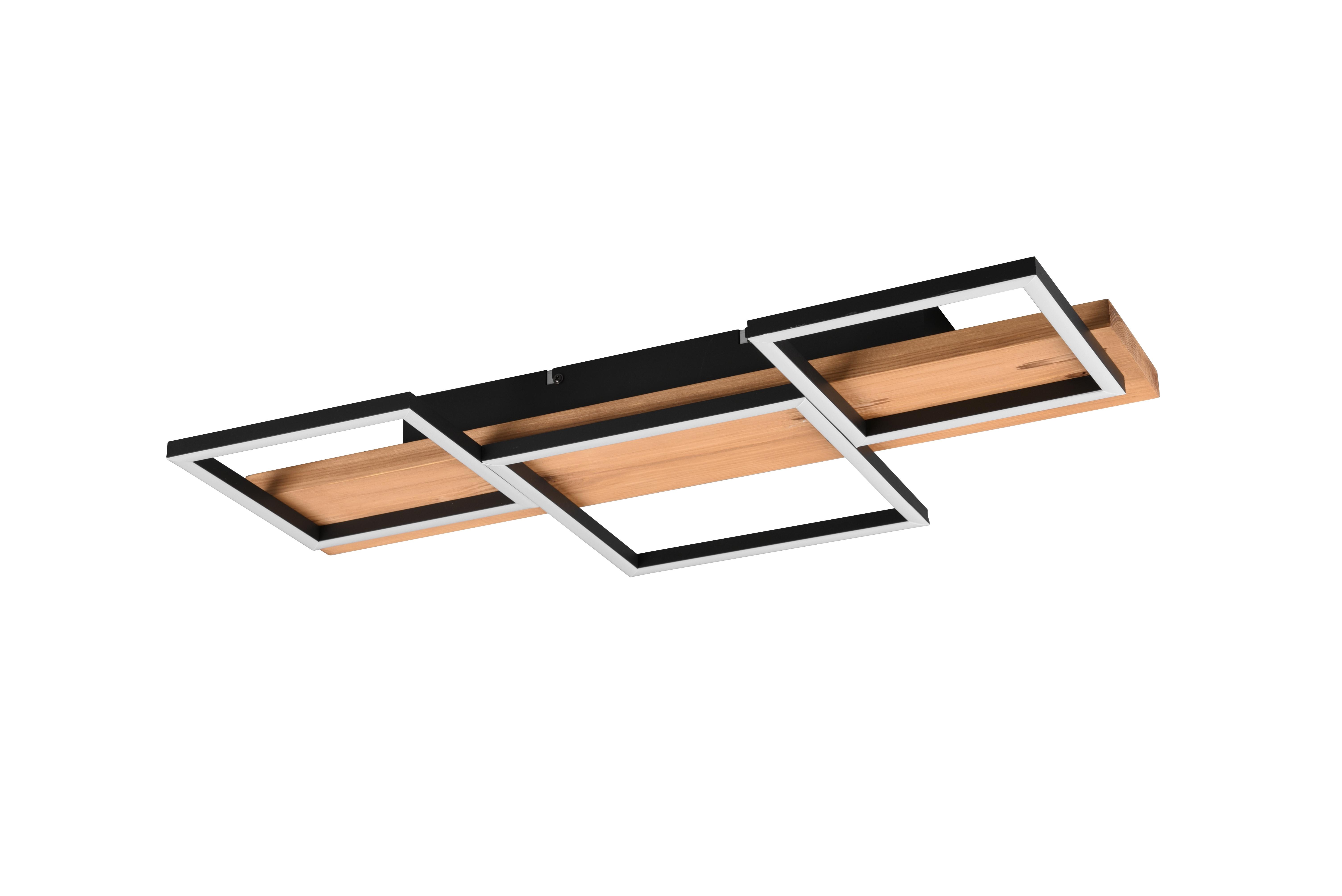 Led-deckenleuchte Harper L: 65 Cm, Dimmbar - Schwarz/Braun, Basics, Holz/Metall (65/7,5/34,5cm) - Trio Leuchten