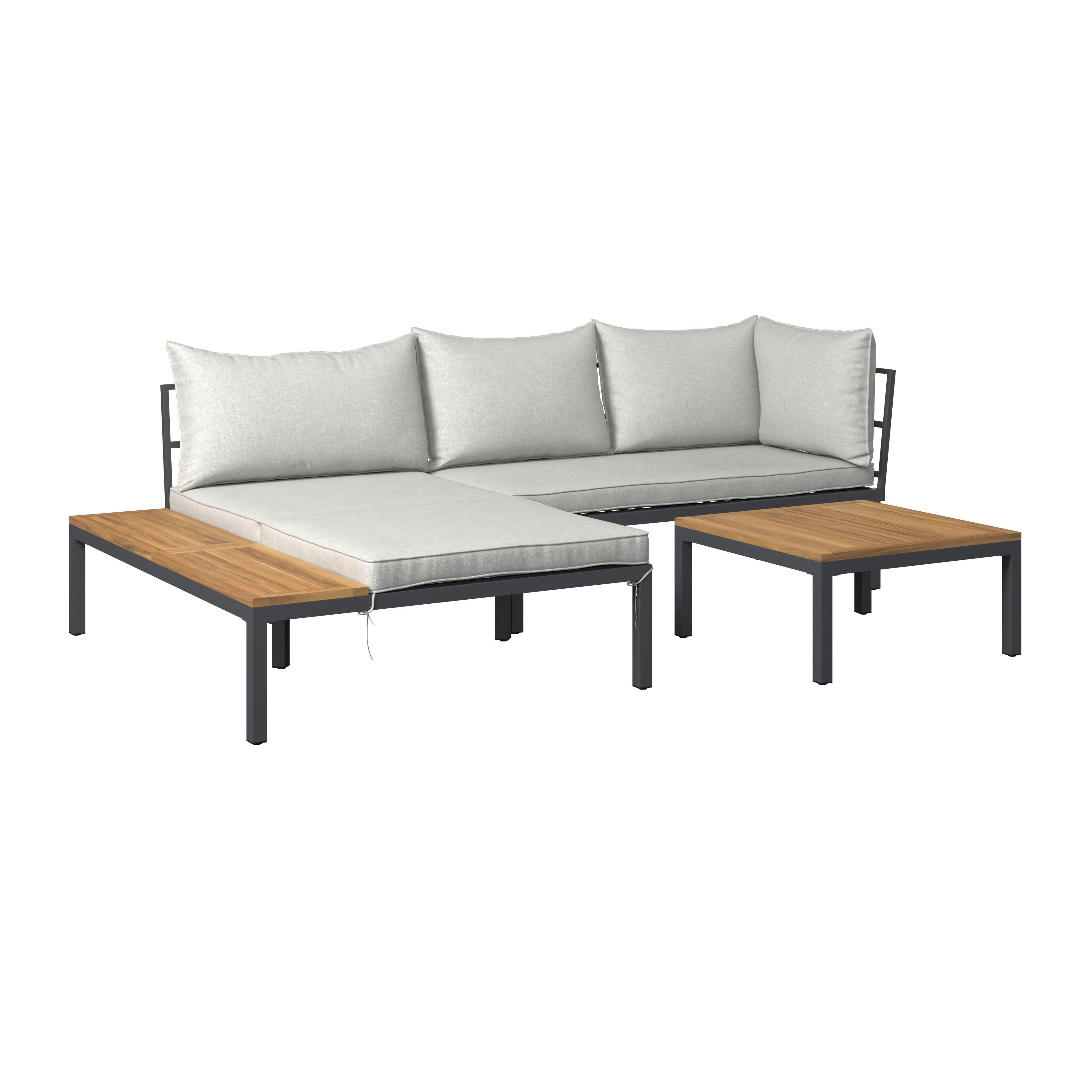 Loungegarnitur Santa Monica - Grau/Akaziefarben, MODERN, Holz/Kunststoff (152/271cm) - Beldano