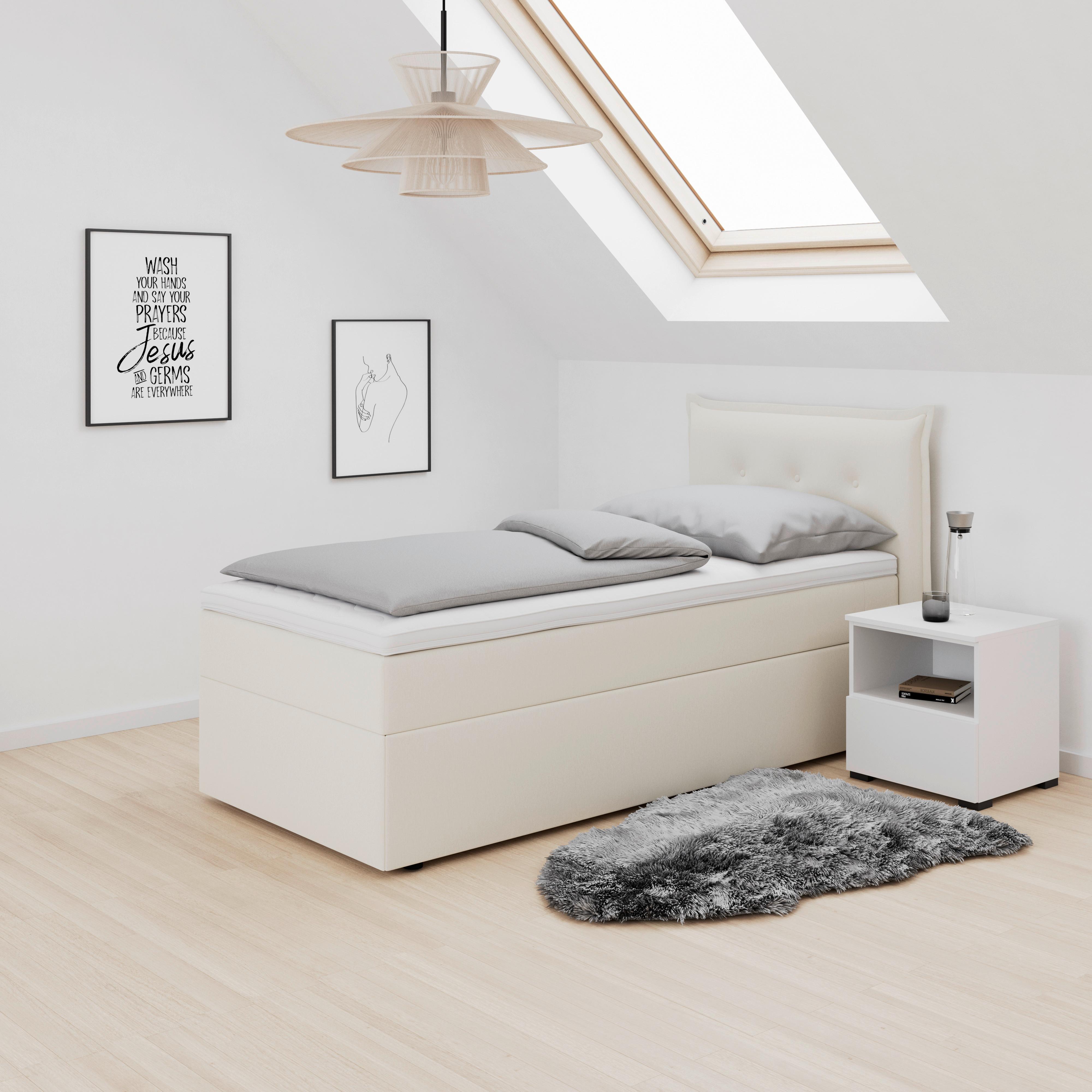 Boxspringová postel POLO 90x200, krémová - černá/slonovinová, Moderní, dřevo/textil (90/200cm) - Bessagi Home