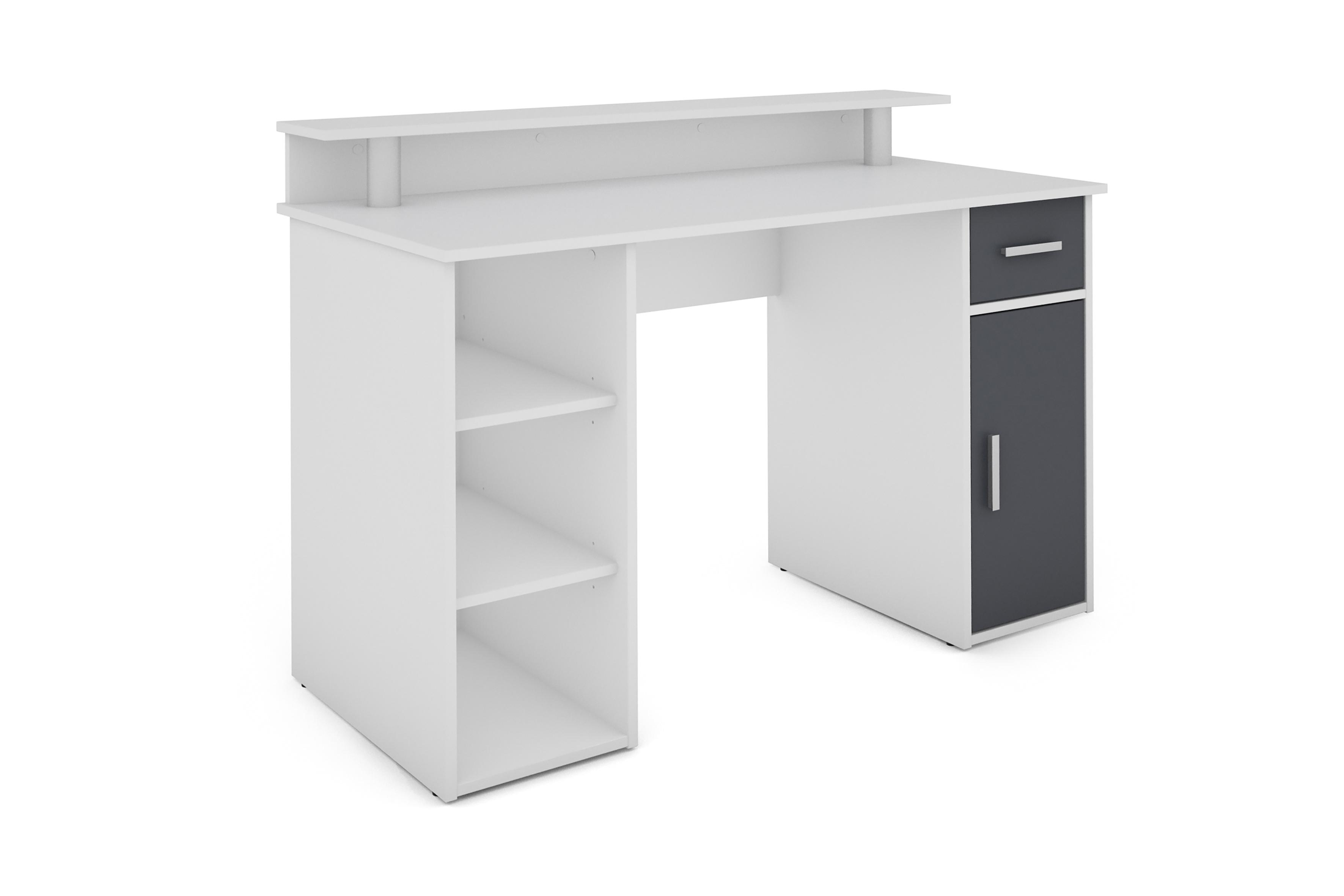 Schreibtisch mit Stauraum B 120cm H88cm Don Weiß/Anthrazit - Anthrazit/Weiß, Basics, Holzwerkstoff (120/55/75cm) - MID.YOU