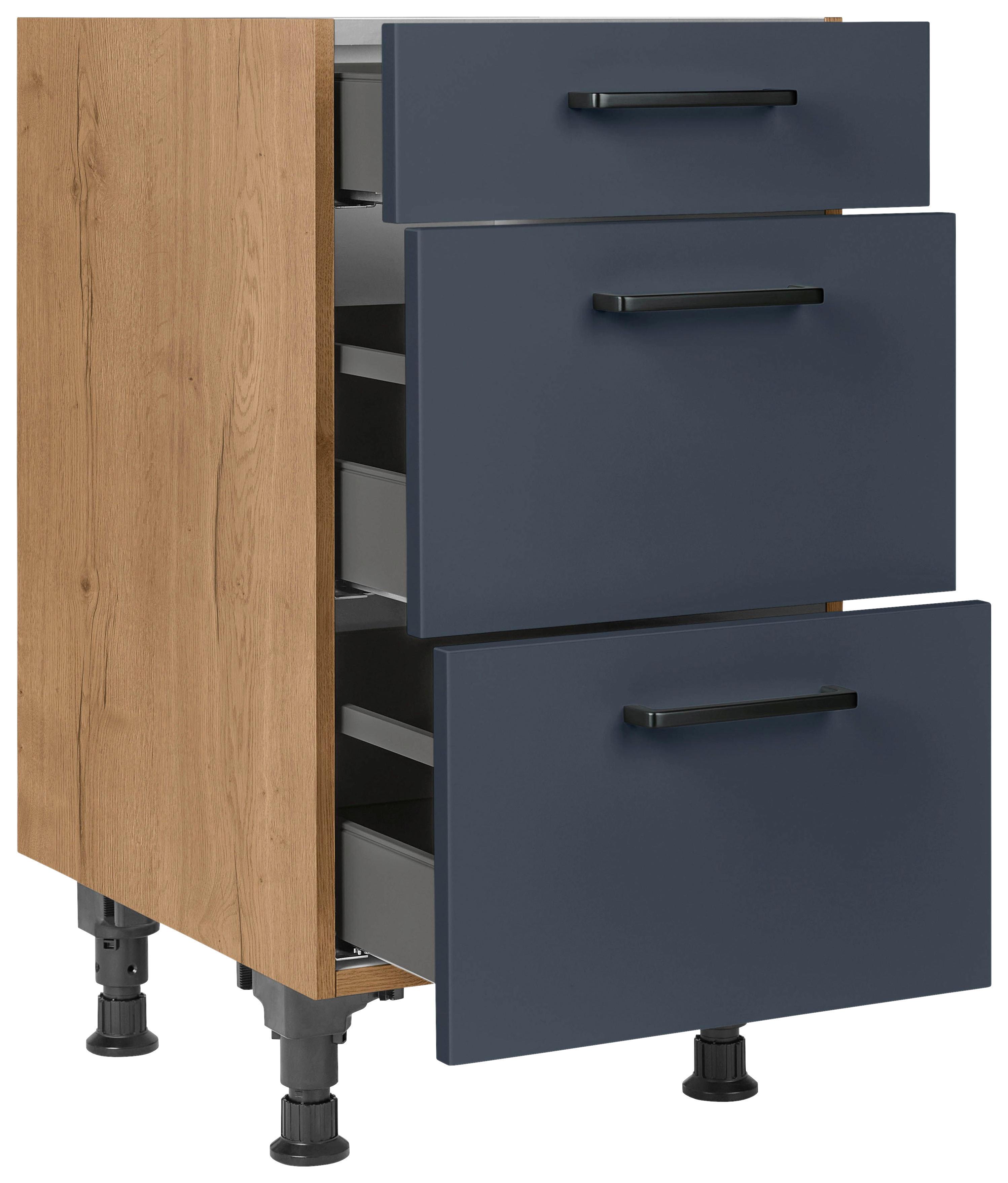 Schubkastenunterschrank Easytouch - Blau/Eichefarben, MODERN, Holzwerkstoff (45/87/56cm) - Nobilia