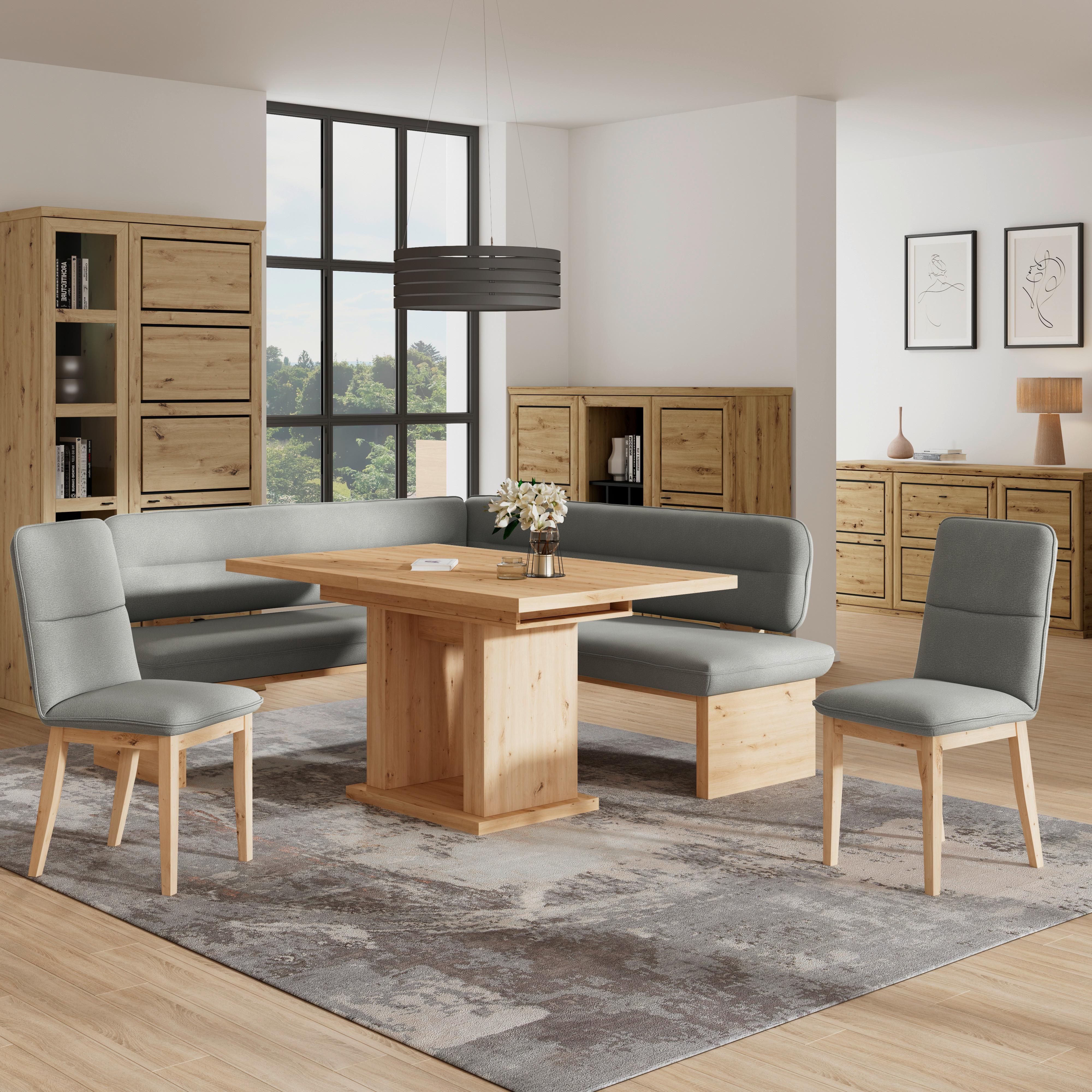 Eckbank Beluna Ii Webstoff Hellgrau, B: 170cm - Eichefarben/Hellgrau, KONVENTIONELL, Holz/Textil (170/192cm) - James Wood