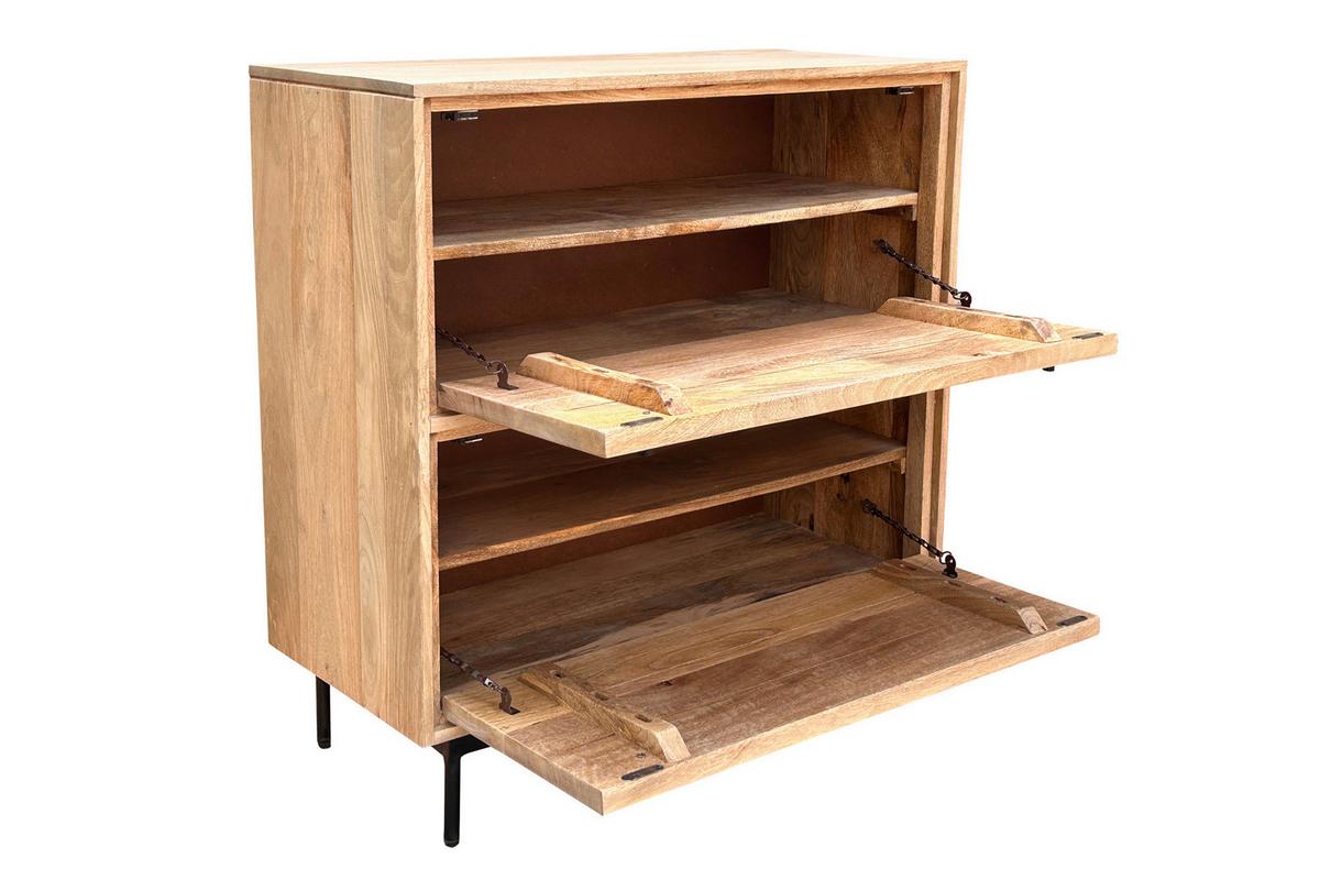 SCHUHSCHRANK Naturfarben/Schwarz B: 85cm - Schwarz/Naturfarben, Design, Holz/Metall (85/90/40cm) - MID.YOU