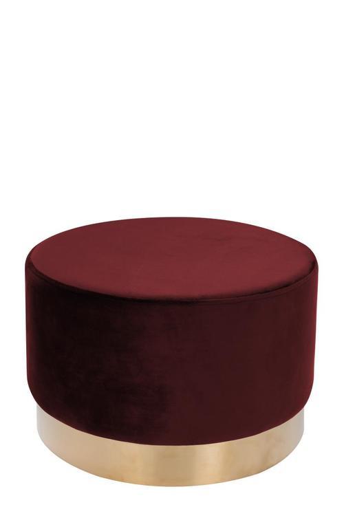 Hocker Pouf Samt Rot/Goldfarben H: 43 cm - Rot/Goldfarben, Basics, Holz/Holzwerkstoff (55/43cm) - Kayoom