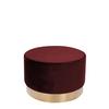 Hocker Pouf Samt Rot/Goldfarben H: 43 cm - Rot/Goldfarben, Basics, Holz/Holzwerkstoff (55/43cm) - Kayoom