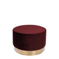 Hocker Pouf Samt Rot/Goldfarben H: 43 cm - Rot/Goldfarben, Basics, Holz/Holzwerkstoff (55/43cm) - Kayoom