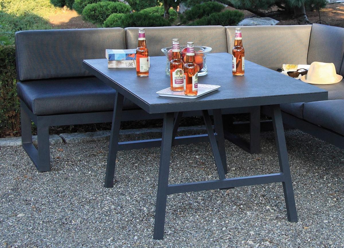 Loungegarnitur Signature Aus Metall Mit Kissen - Anthrazit/Silberfarben, Basics, Holz/Textil (130/63/240cm) - Acamp