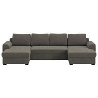 Wohnlandschaft m. Bettfunktion Cord anthrazit, B:327cm - Anthrazit/Schwarz, Trend, Textil (154/327/86cm) - MID.YOU