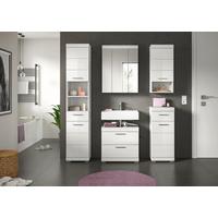 Badezimmer Scout Weiß B: 134 cm - Weiß Hochglanz/Silberfarben, MODERN, Glas/Holzwerkstoff (134cm) - MID.YOU