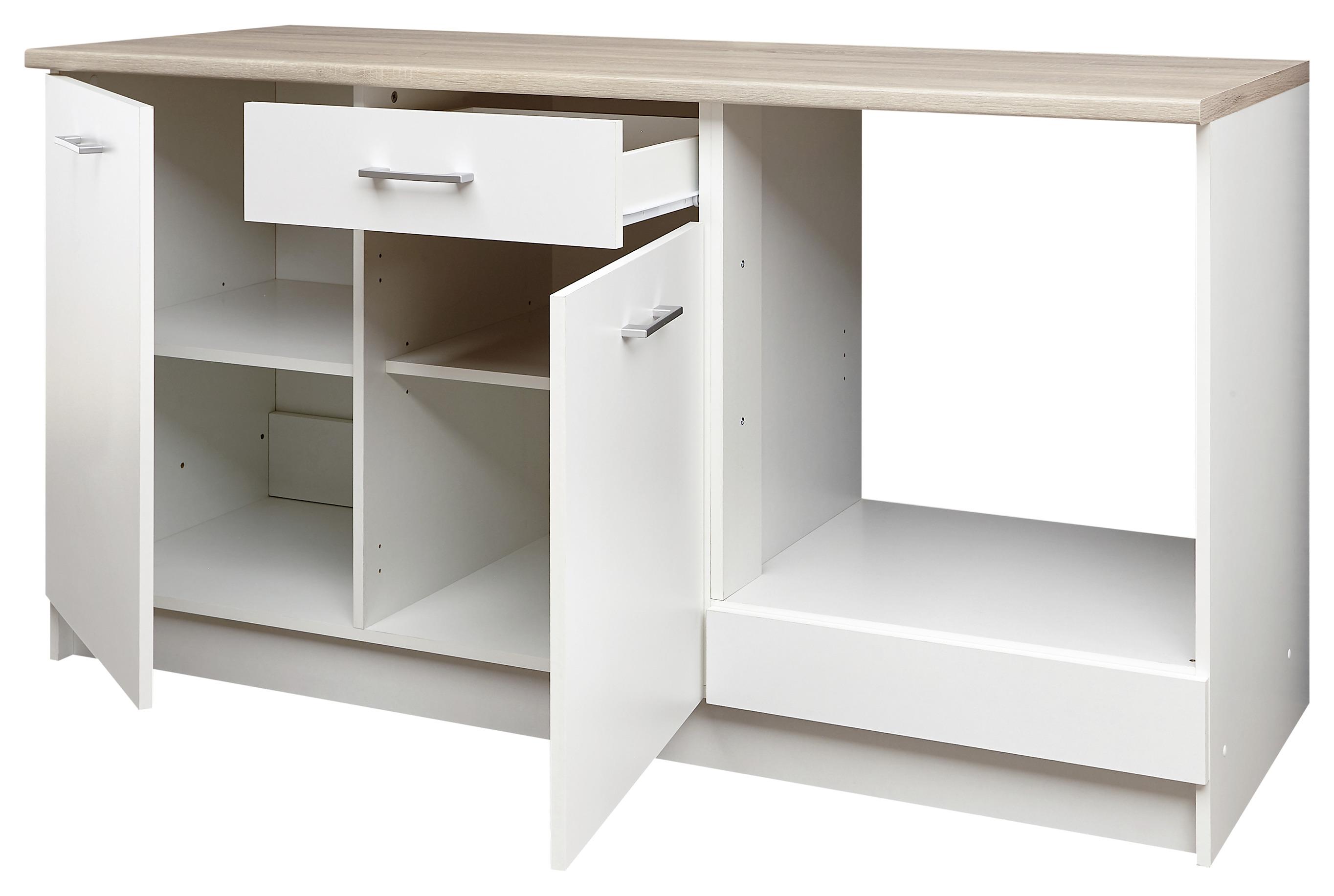 Küchenzeile Wow ohne Geräte 160 cm Weiß/Eiche Dekor - Weiß/Sonoma Eiche, KONVENTIONELL, Holzwerkstoff (160cm) - P & B