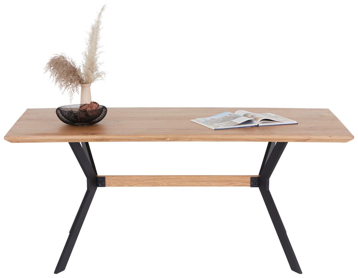 Esstisch Rupert 180x90 Cm Eiche Furniert - Eichefarben/Schwarz, MODERN, Holzwerkstoff/Metall (180/76/90cm)