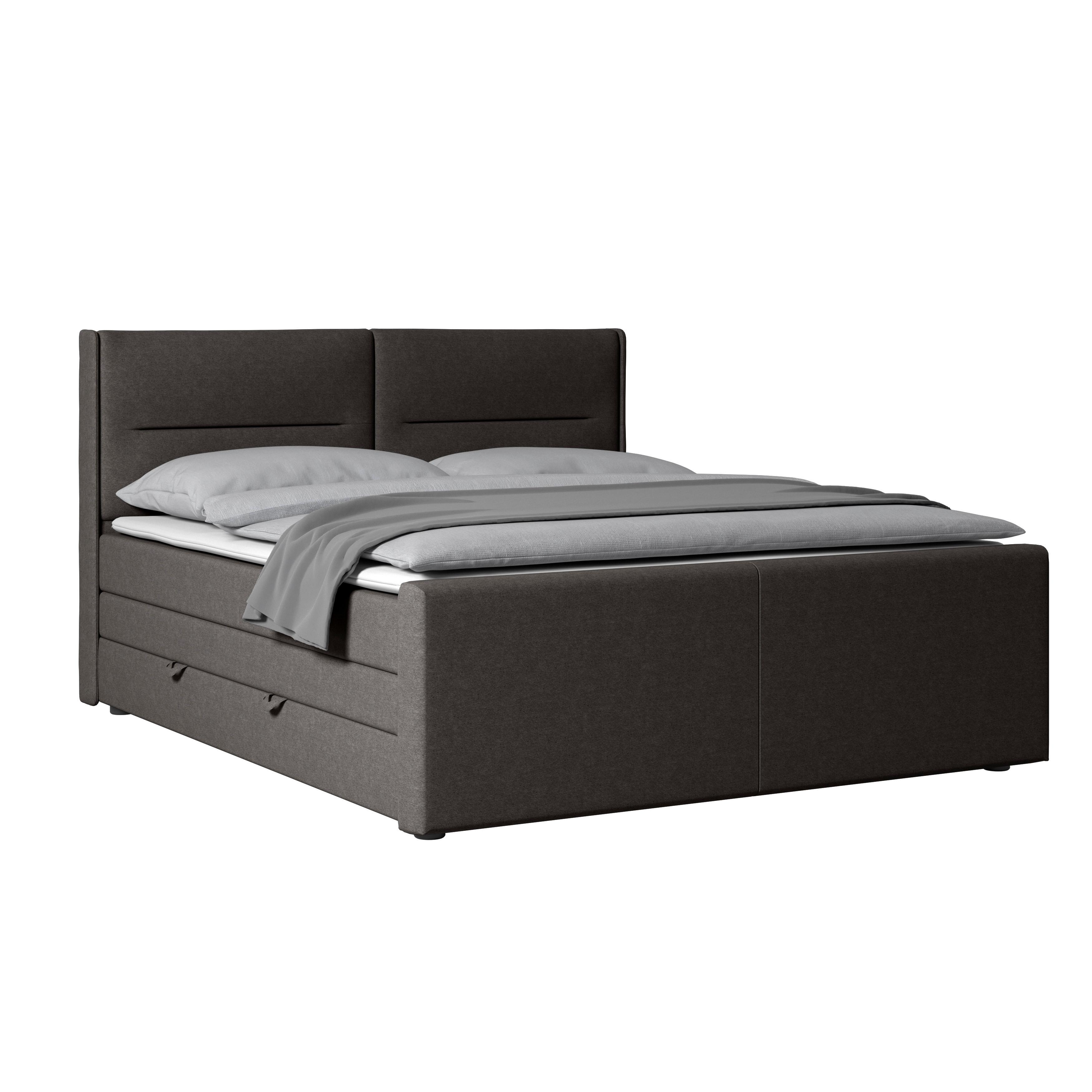 Boxspringbett mit Bettkasten Kyoto Anthrazit 180x200 - Anthrazit, MODERN, Holz/Kunststoff (180/200cm) - MID.YOU